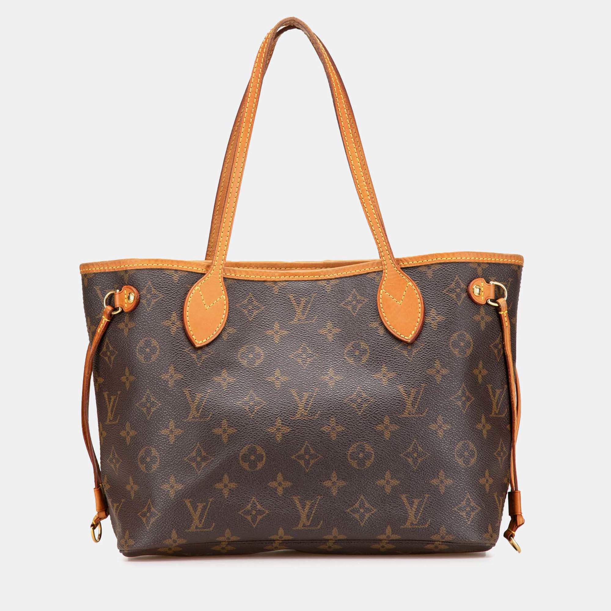 Pre Owned Louis Vuitton Brown Monogram Neverfull PM