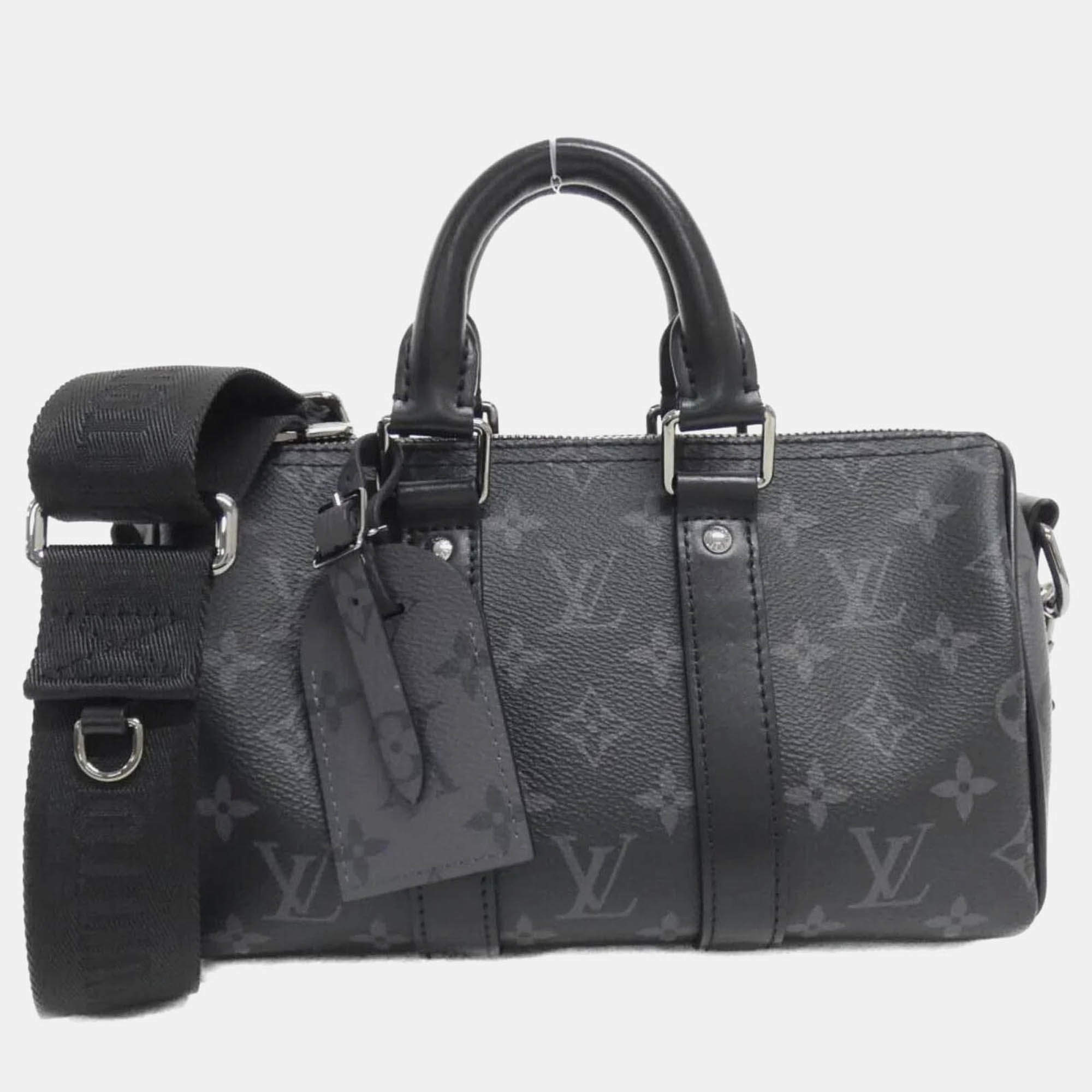 Louis Vuitton Monogram Eclipse Reverse Keepall Bandouliere 25Cm Boston Bag