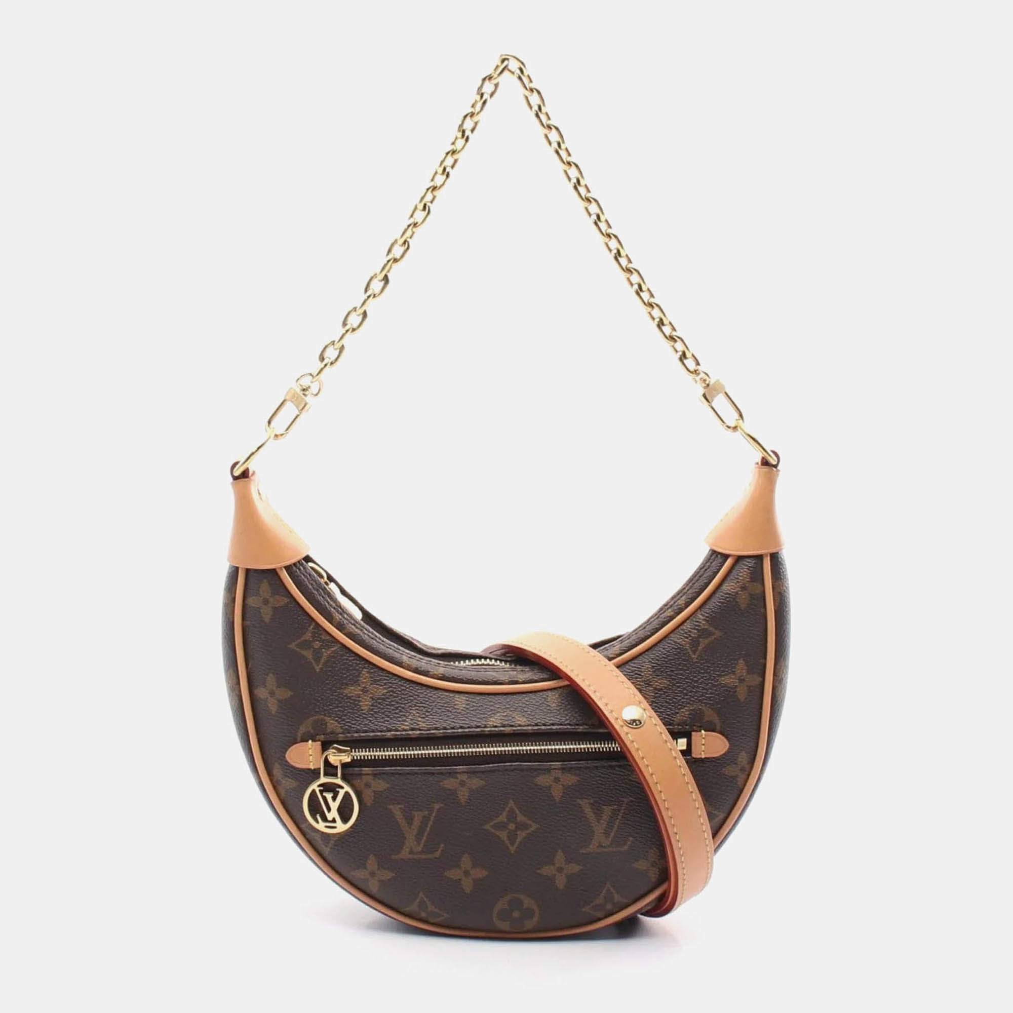Louis Vuitton Loop Monogram Shoulder Bag Coated Canvas Leather Brown