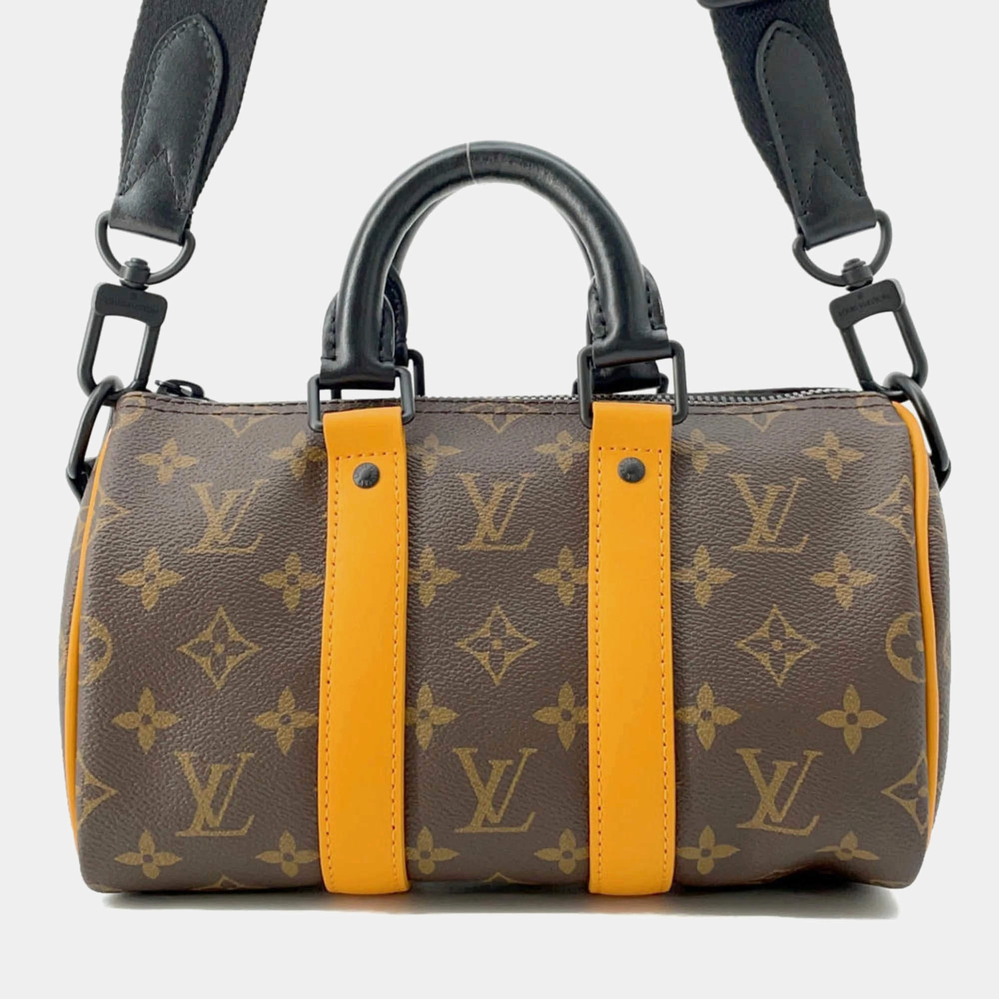 Louis Vuitton Shoulder Bag Monogram Macassar Keepall Bandouliere 25