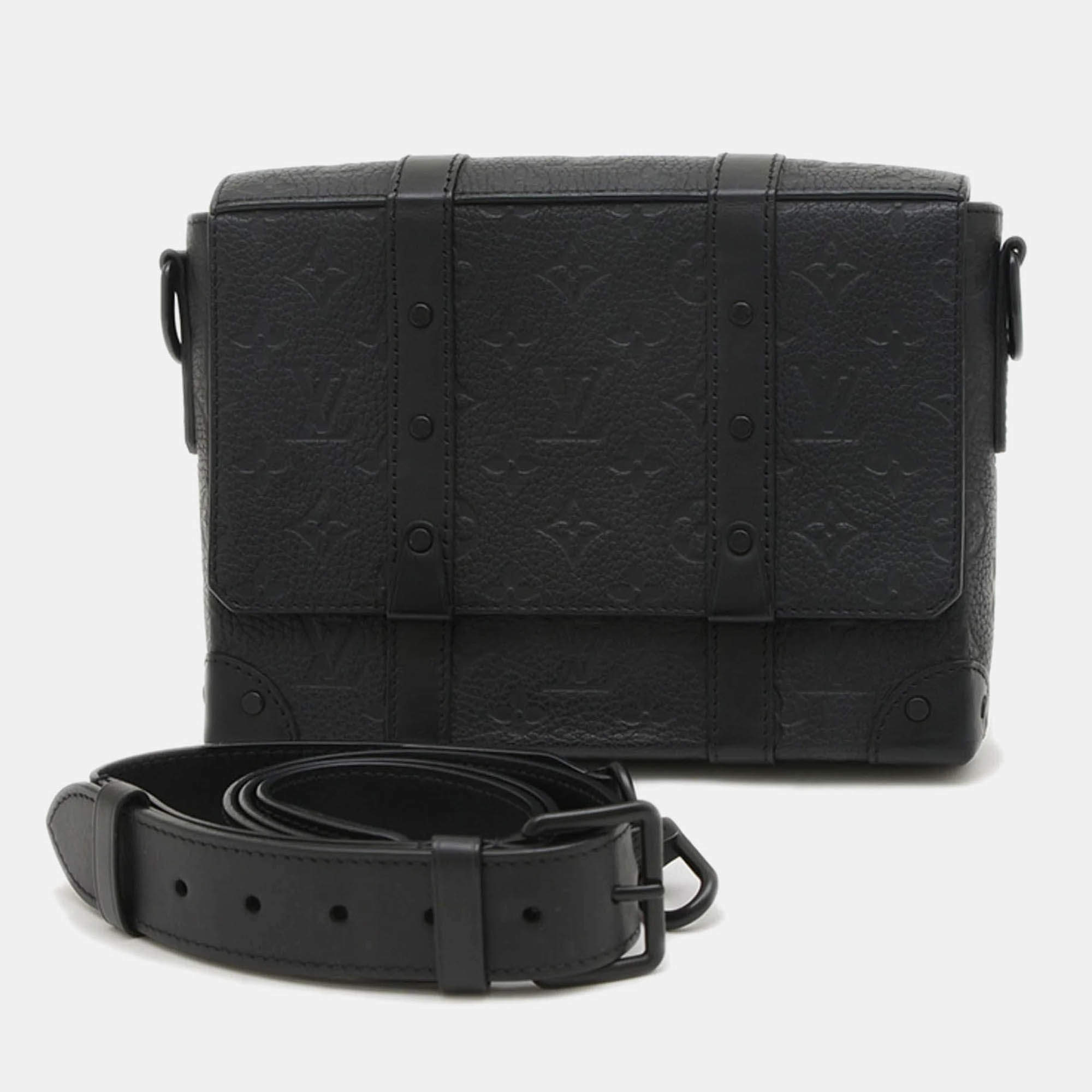 Louis Vuitton Monogram Taurillon Trunk Messenger Pm Shoulder Bag Black