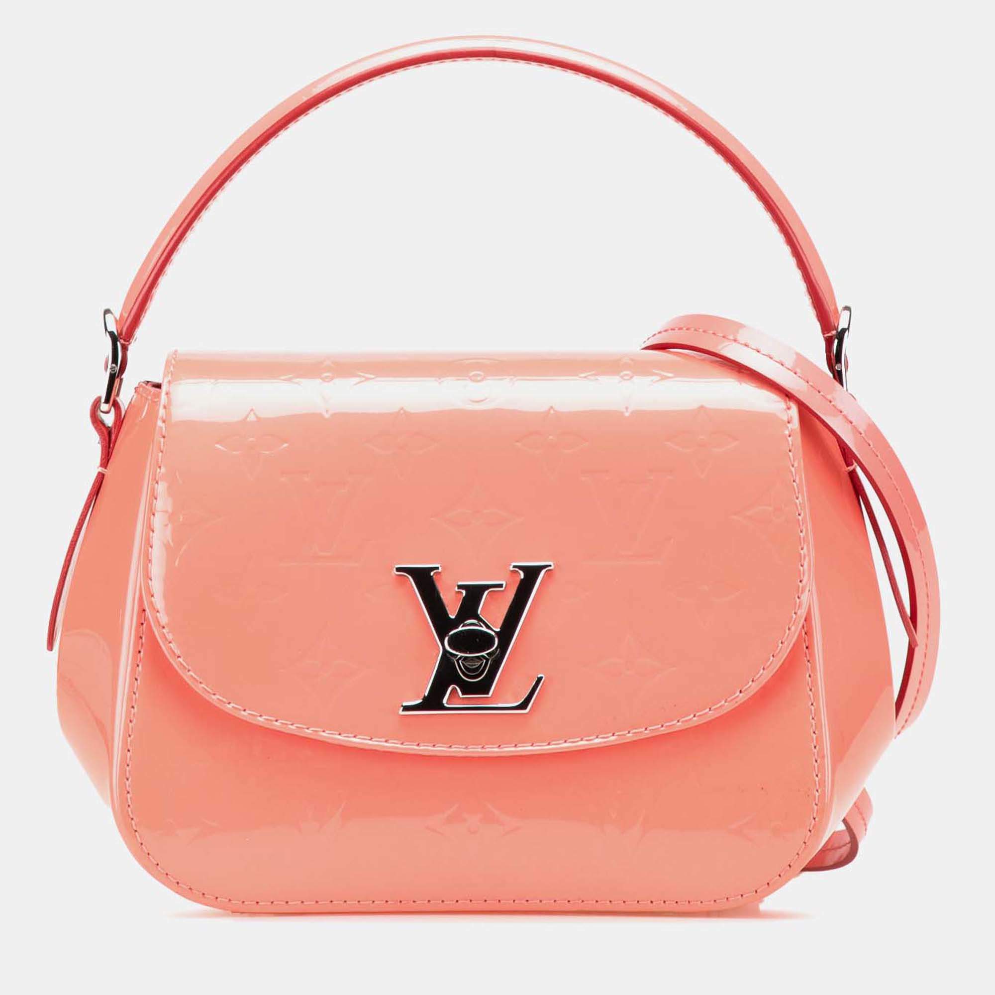Pre Owned Louis Vuitton Pink Monogram Vernis Pasadena Handbag