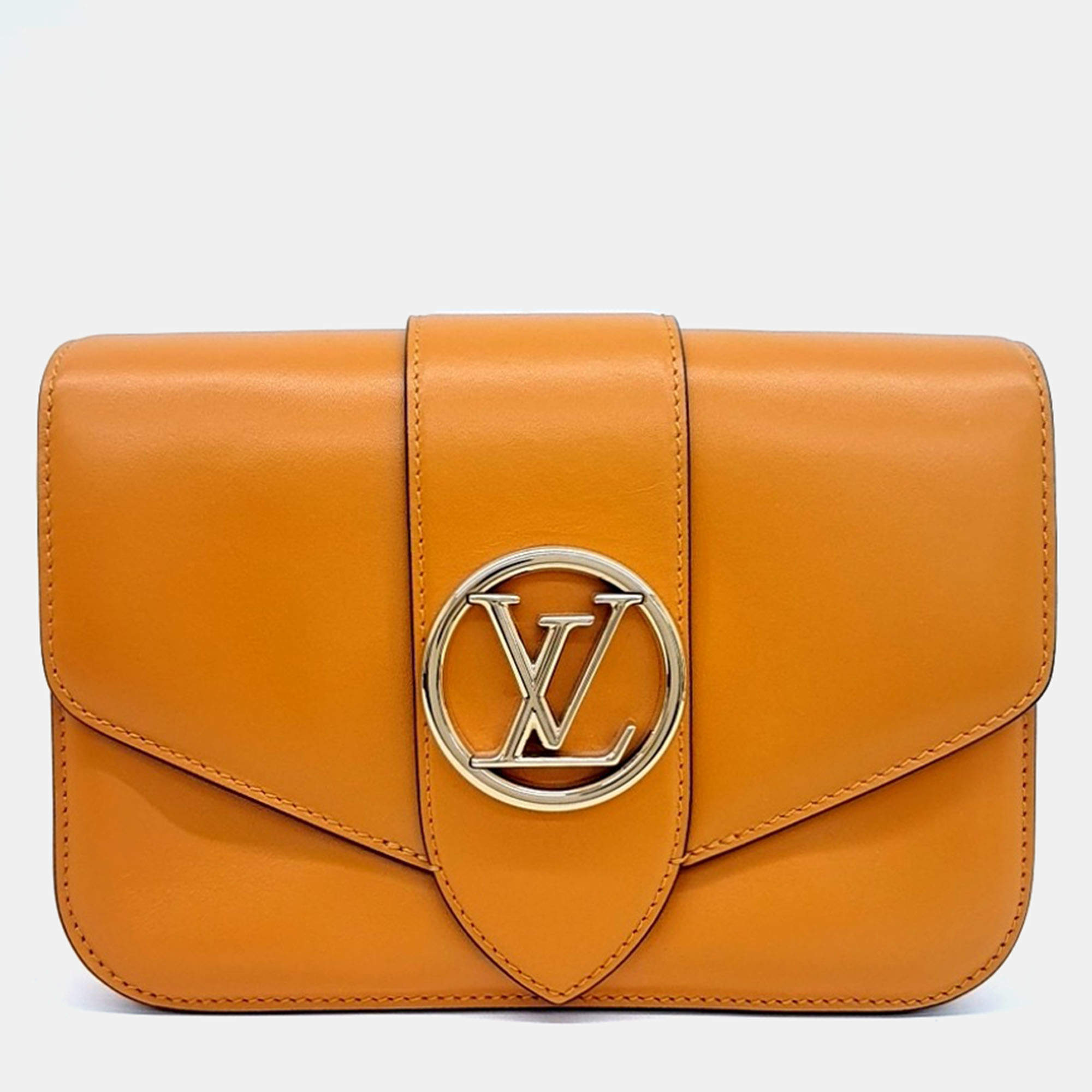 Pre Owned Louis Vuitton Orange Leather Pont Neuf Soft MM bag