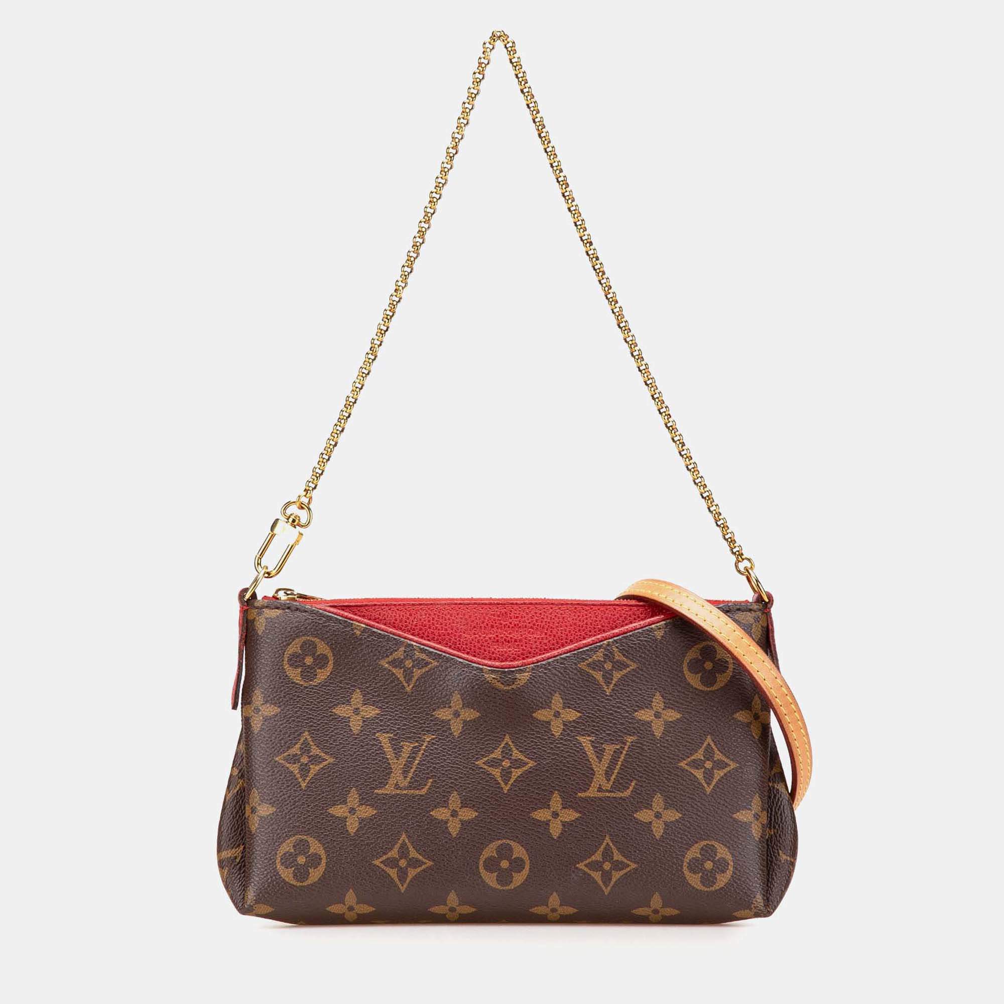 Pre Owned Louis Vuitton Brown Monogram Pallas Clutch