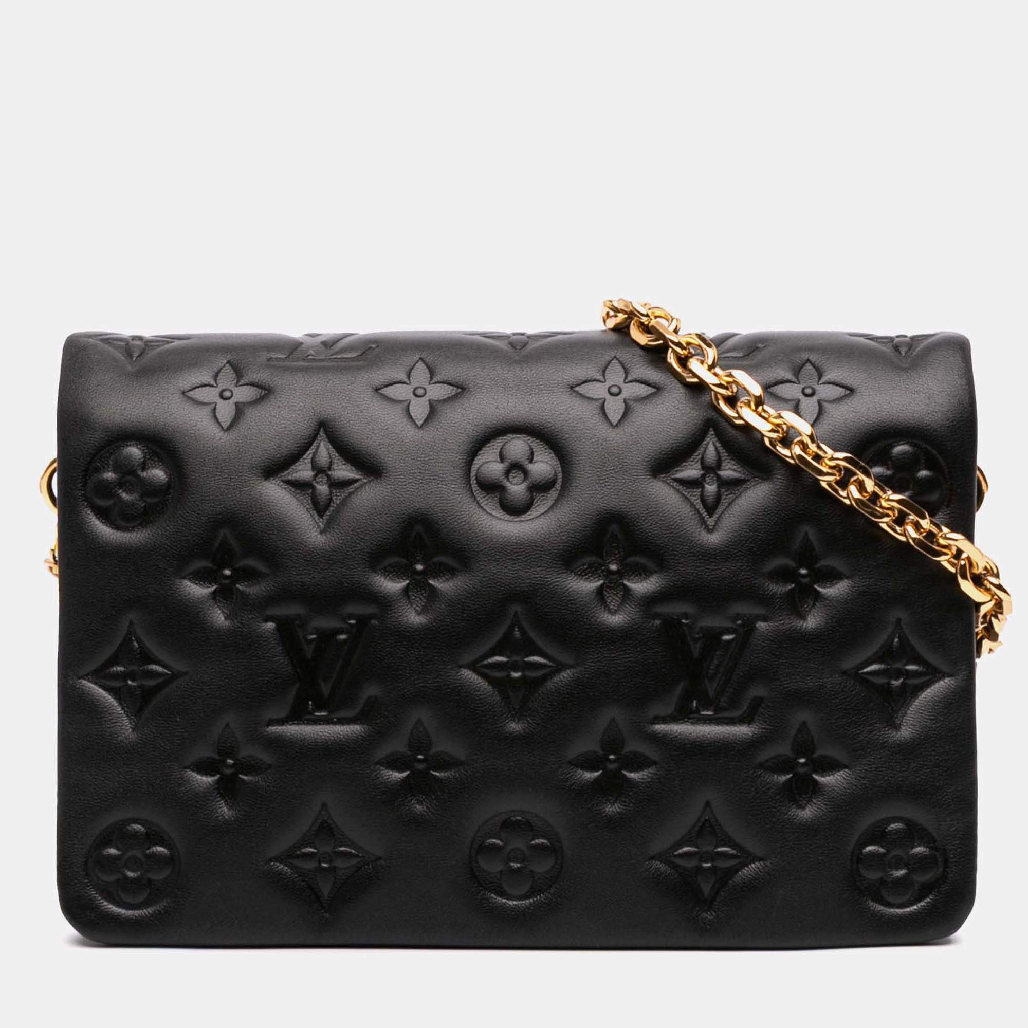 Louis Vuitton Black Monogram Embossed Pochette Coussin