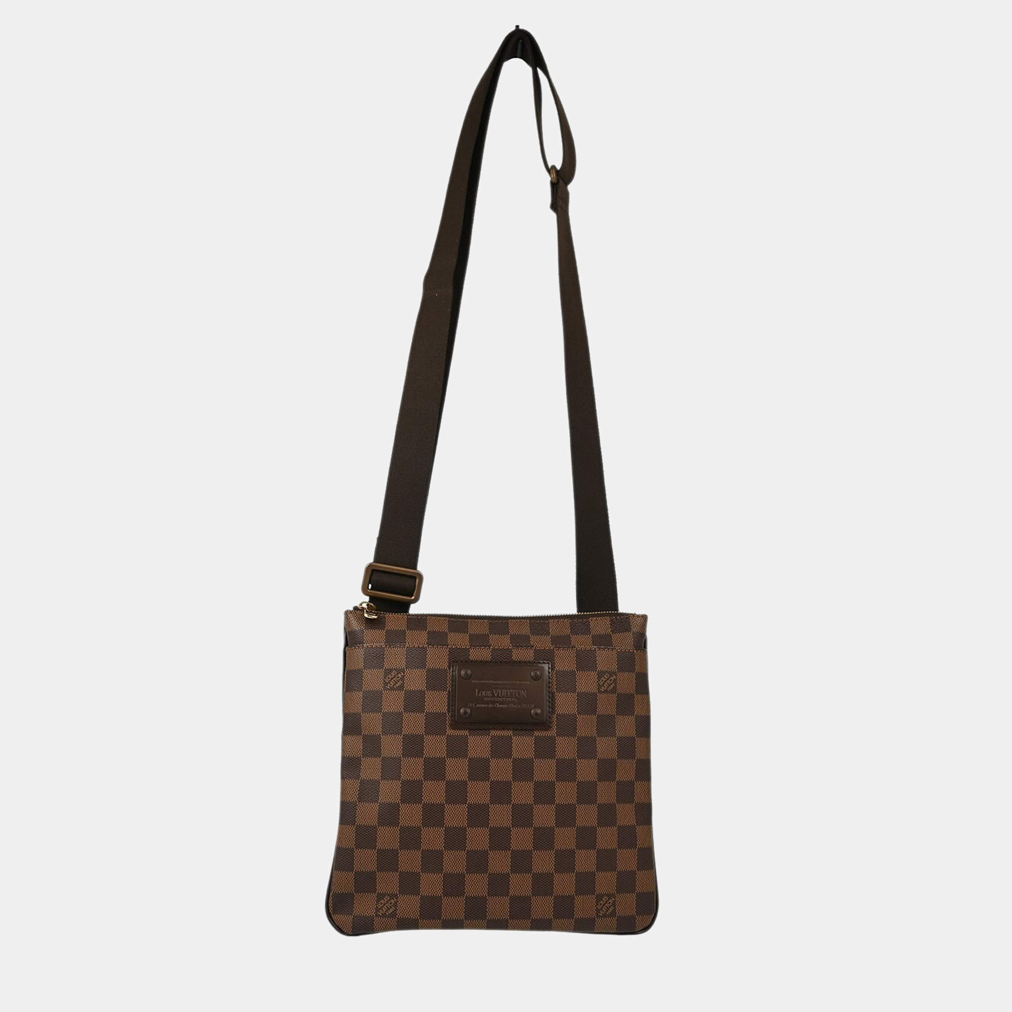 Louis Vuitton Pochette Plate Brooklyn Damier Ebene Canvas Shoulder Bag