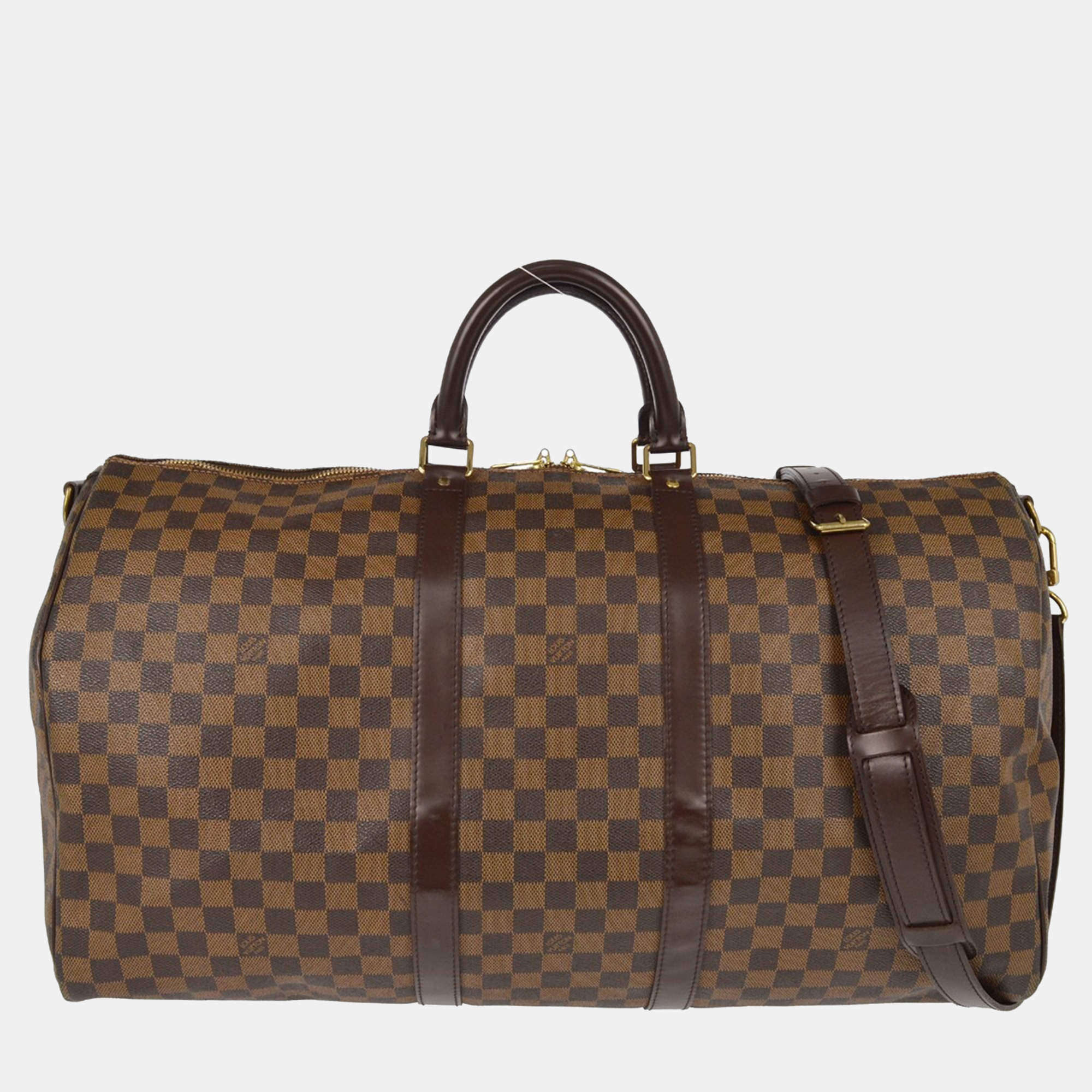 Louis Vuitton Keepall Bandouliere 55 Damier Ebene Canvas Duffle Bag