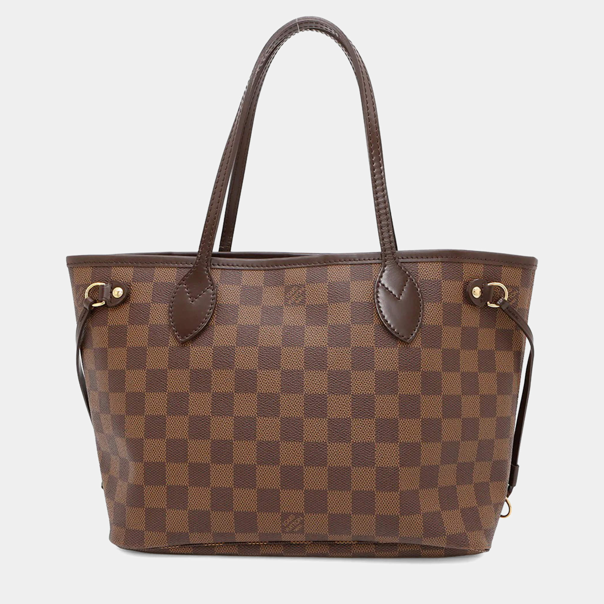 Pre Owned Louis Vuitton Neverfull PM Red Damier Ebene Canvas Tote