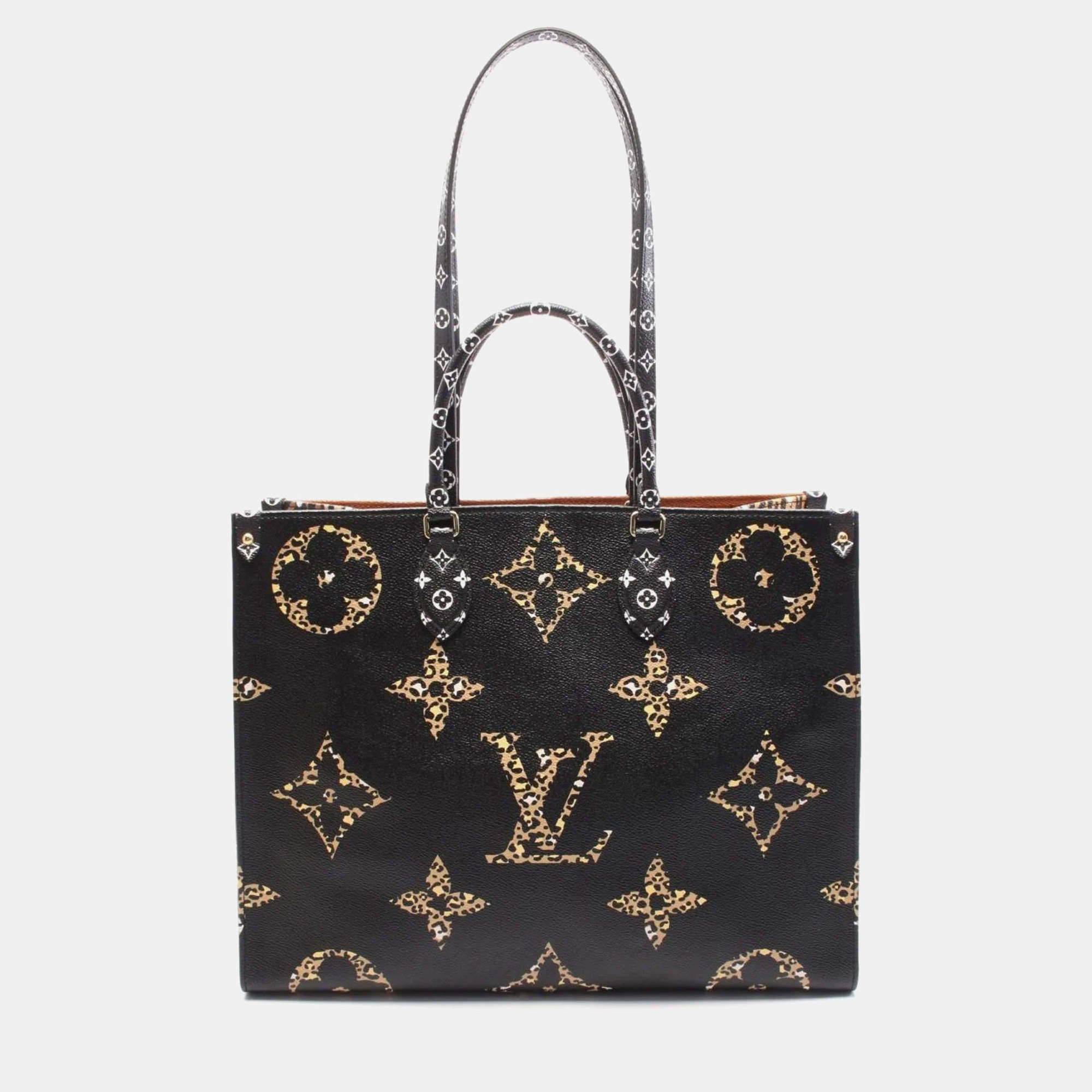 Louis Vuitton OnTheGo GM Brown/Black/White Monogram Canvas Tote Bag