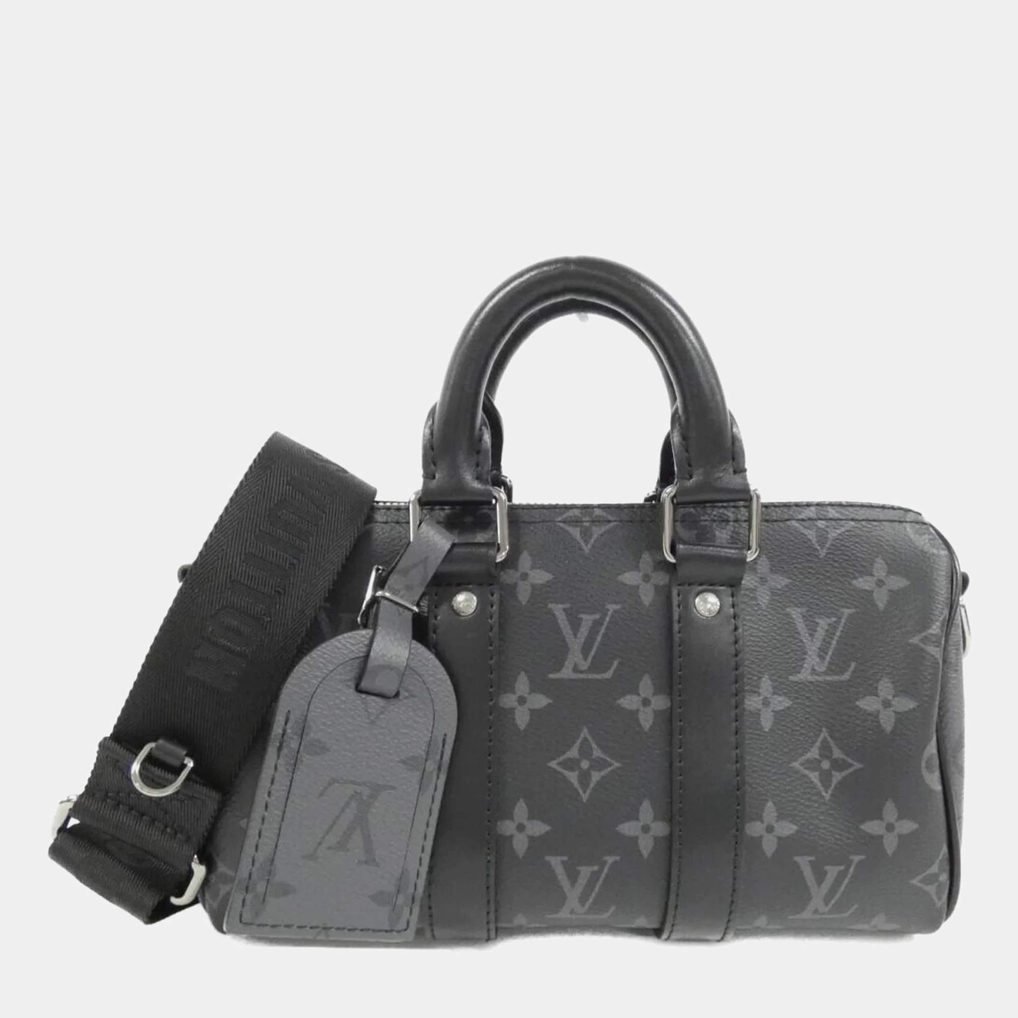 Louis Vuitton Monogram Eclipse Reverse Keepall Bandouliere 25 cm Boston Bag
