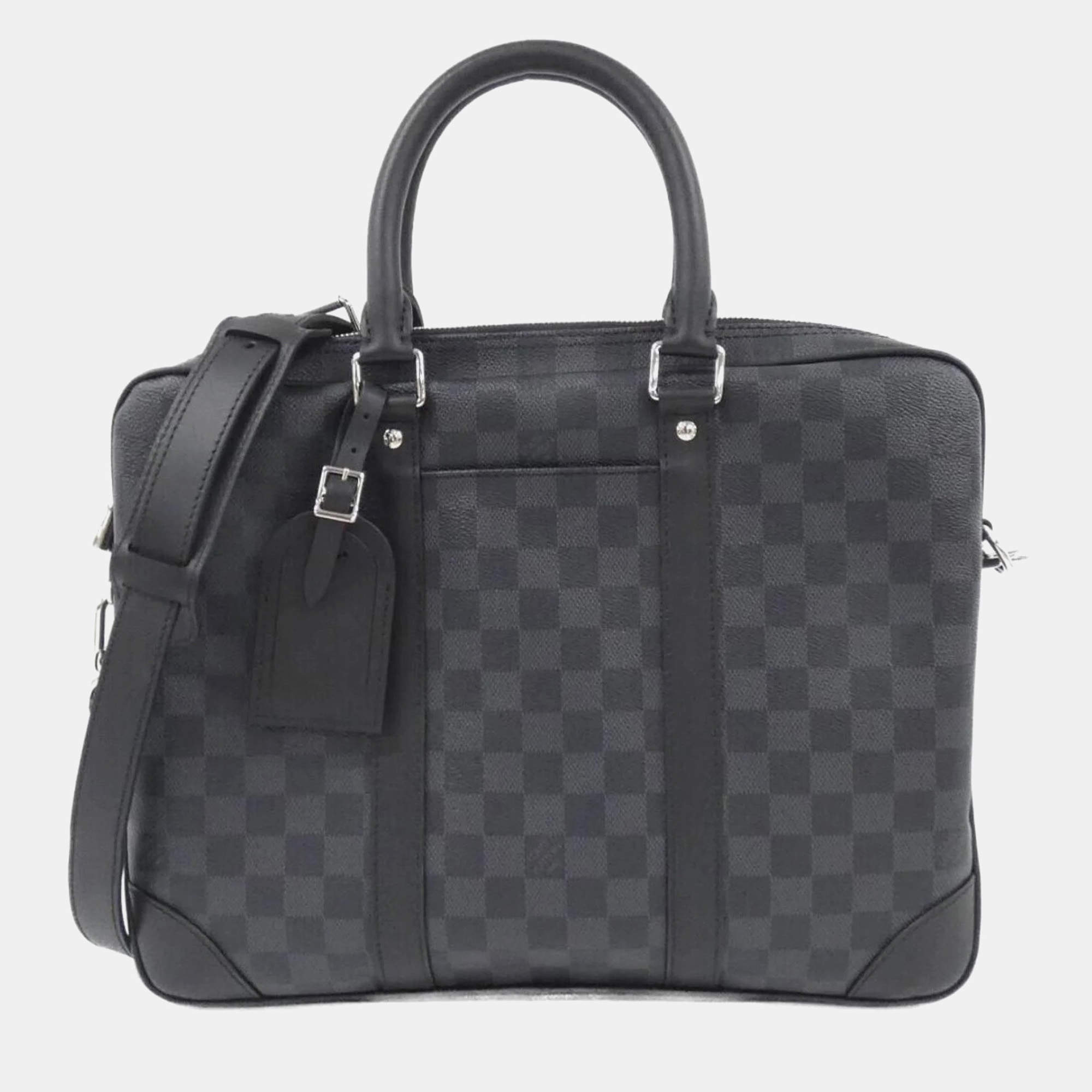 Louis Vuitton Porte Document Voyage Grey Damier Graphite Canvas Bag
