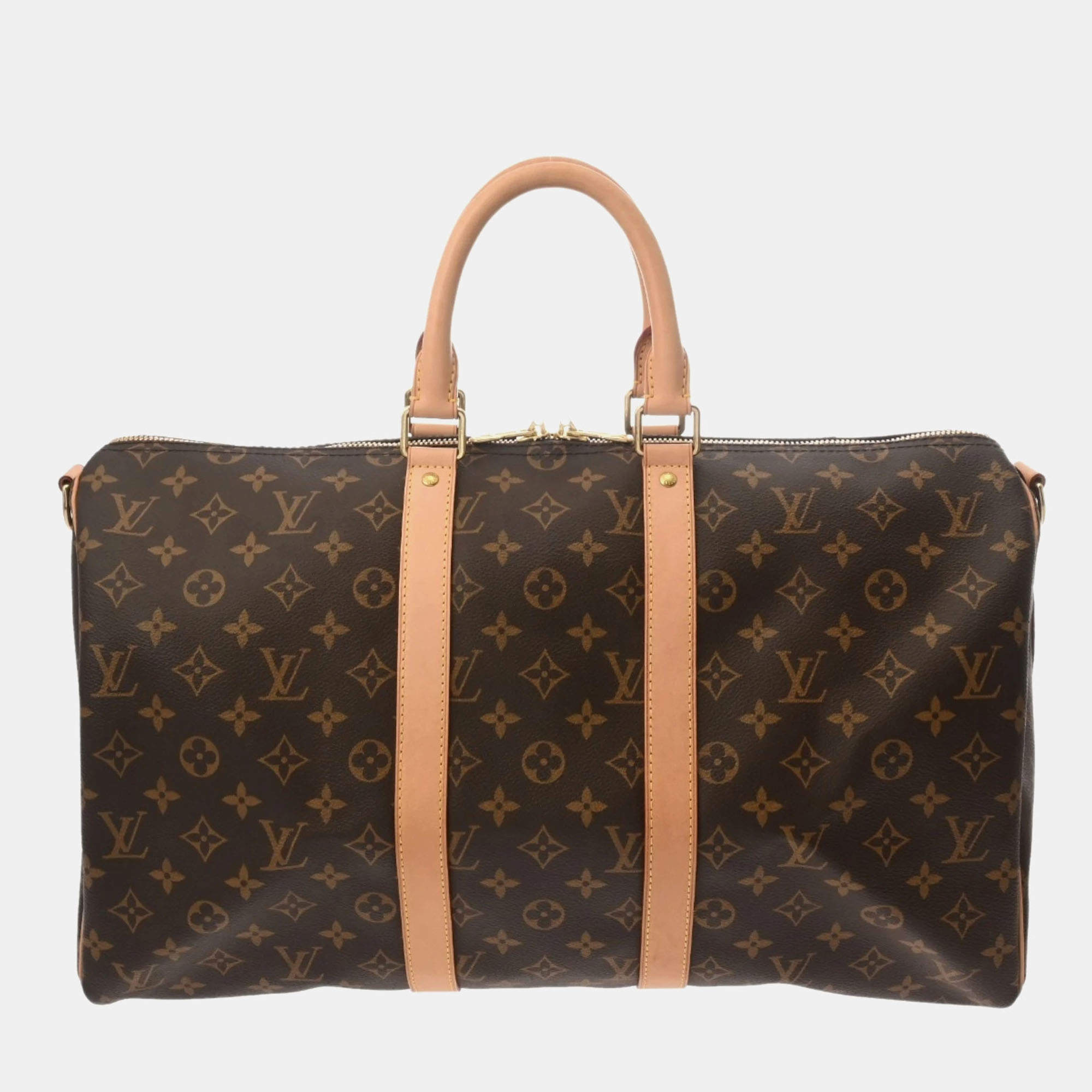 Louis Vuitton Monogram Keepall Bandouliere 45 2Way Brown Canvas Boston Bag