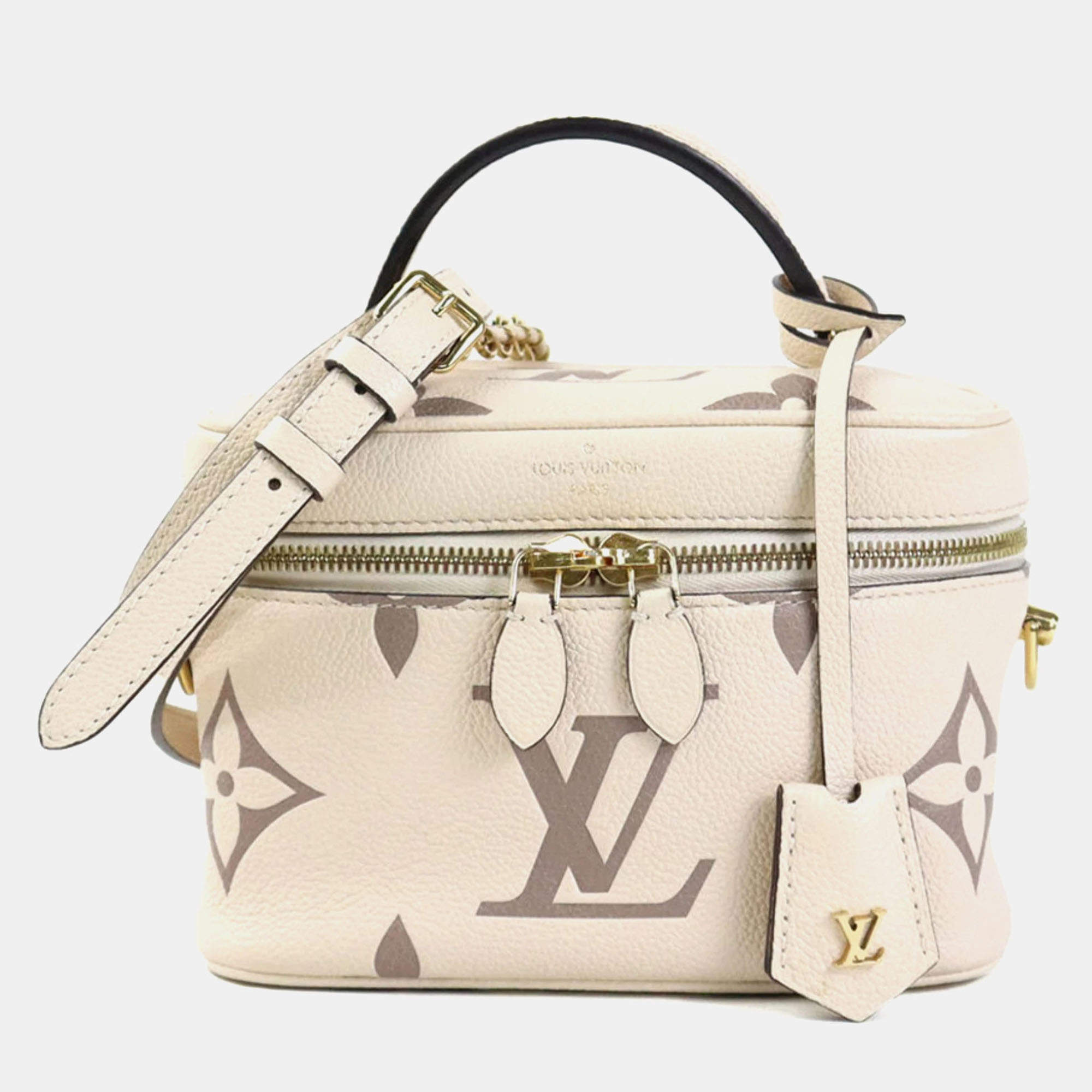 Pre Owned Louis Vuitton Vanity PM Cream Monogram Empreinte Leather Shoulder Bag