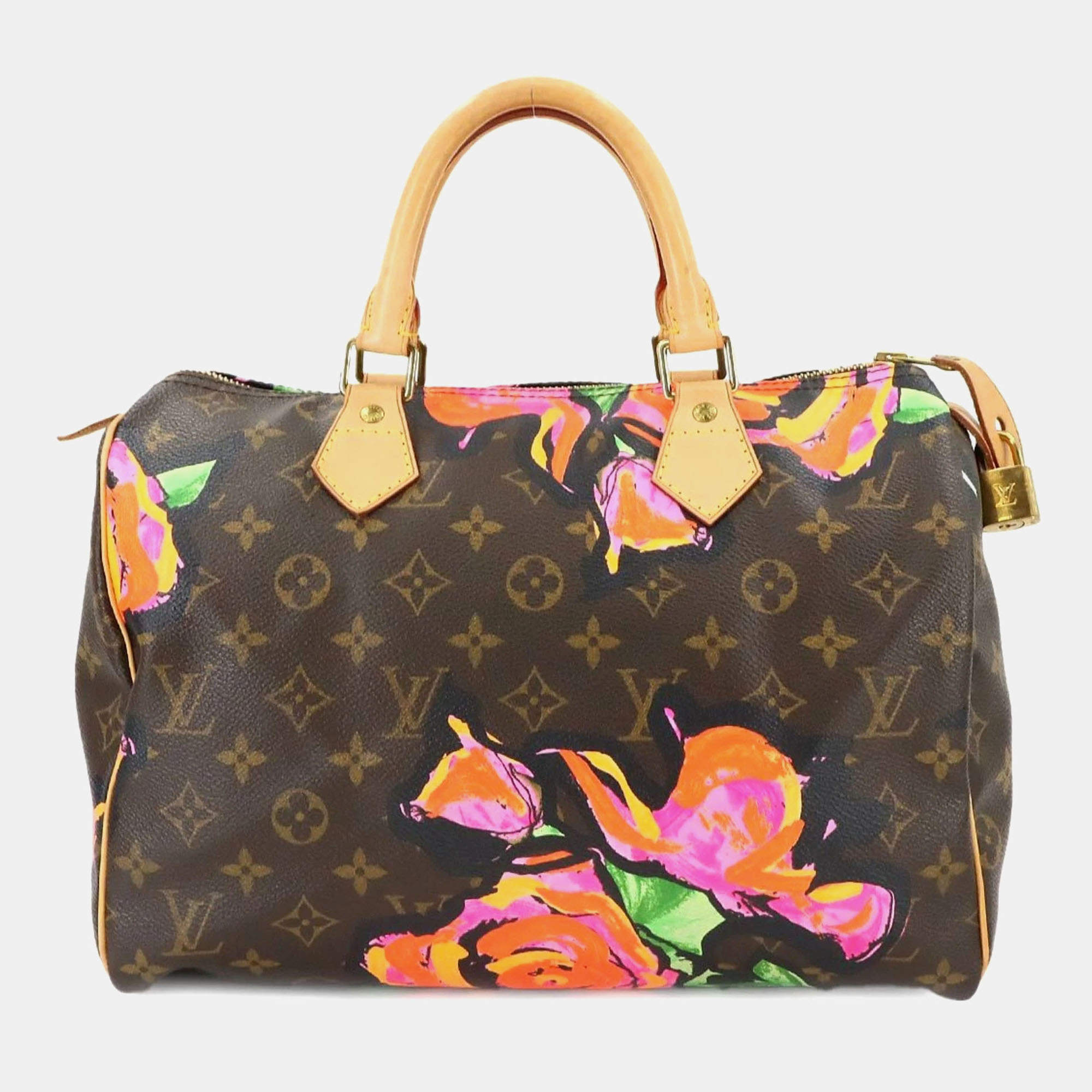 Louis Vuitton Monogram Rose Speedy 30 Handbag Brown Pink