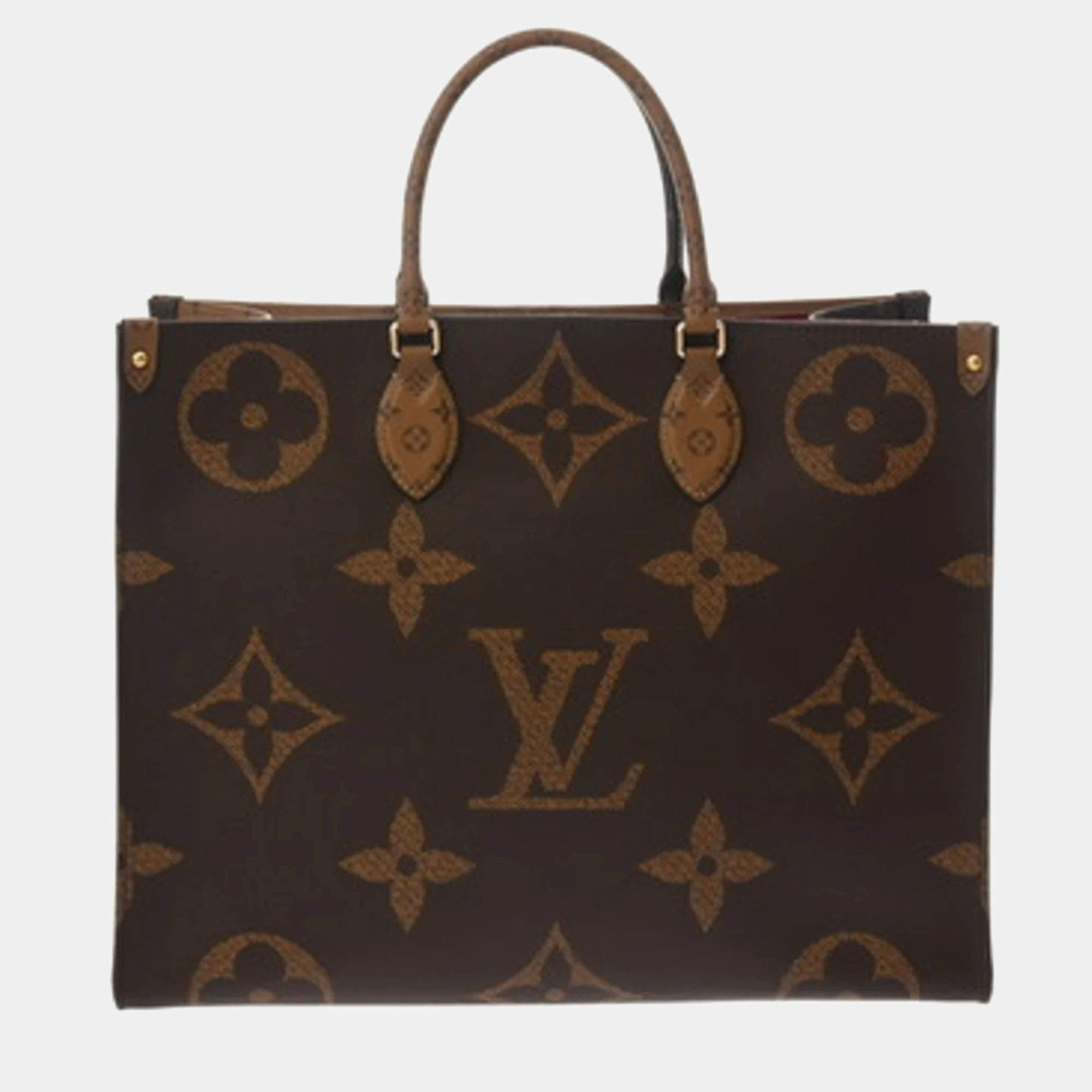 Louis Vuitton Monogram Giant Reverse On The Go Gm Brown Canvas Handbag