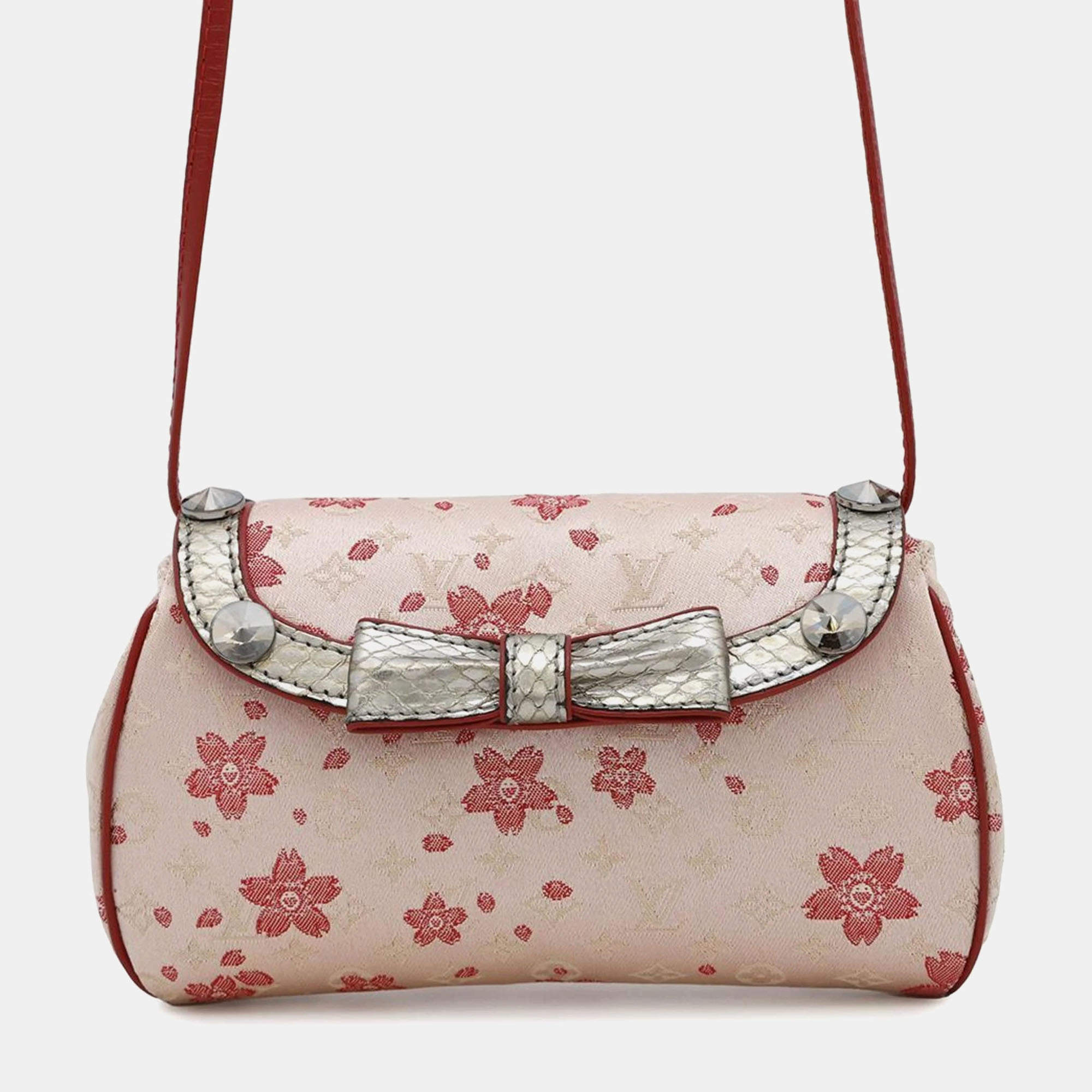 Louis Vuitton Shoulder Bag Monogram Satin Griotte Cherry Blossom