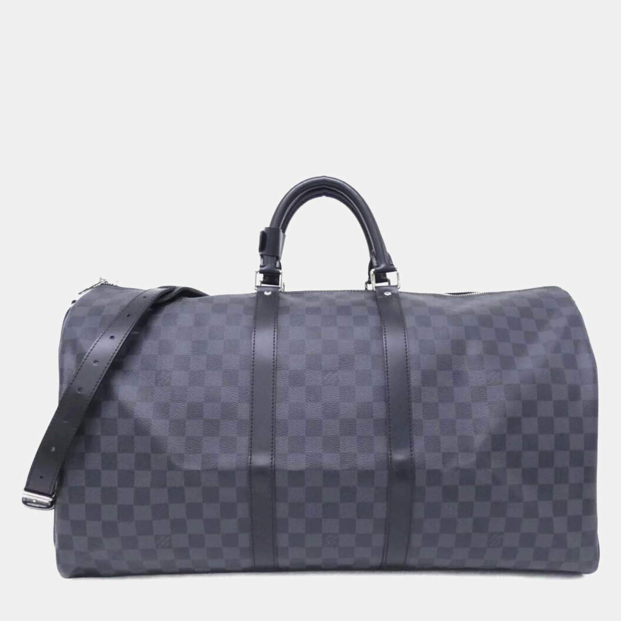 Louis Vuitton Damier Graphite Keepall Bandouliere 55Cm Boston Bag