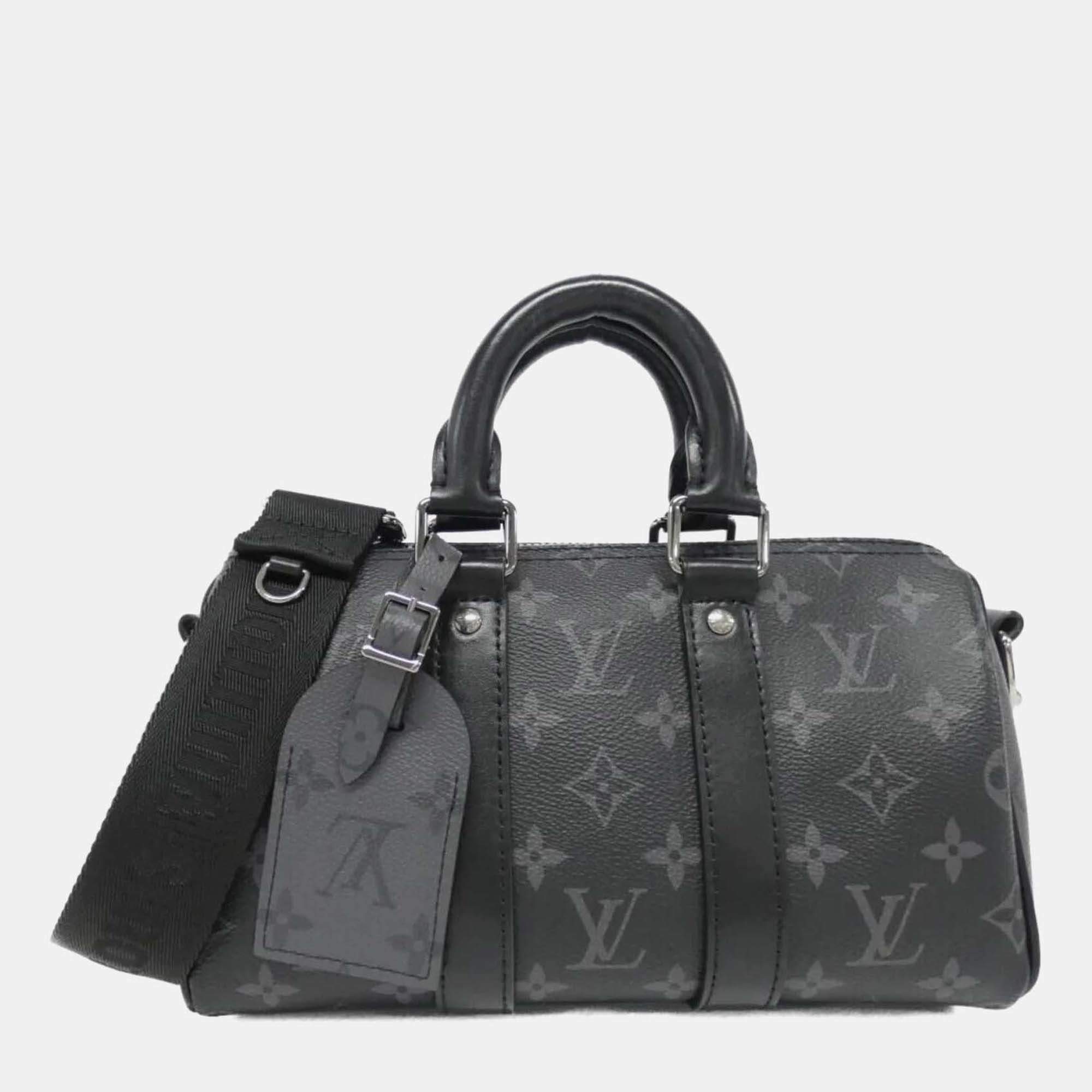 Louis Vuitton Monogram Eclipse Reverse Keepall Bandouliere 25Cm Boston Bag