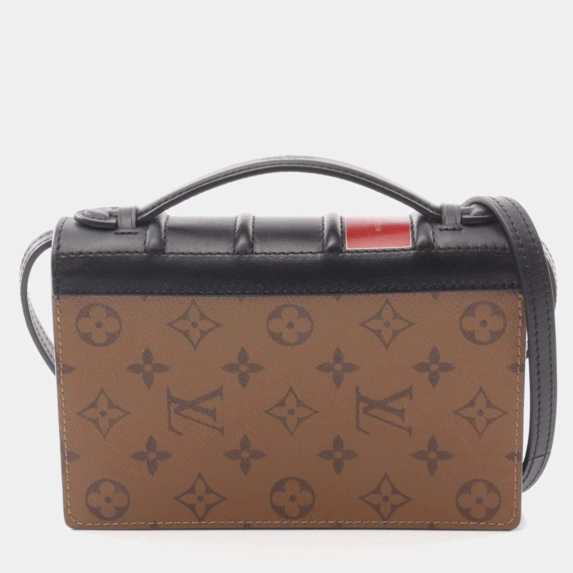 Louis Vuitton Book Wallet On Chain Monogram Reverse Shoulder Bag Coated Canvas Leather Brown Black