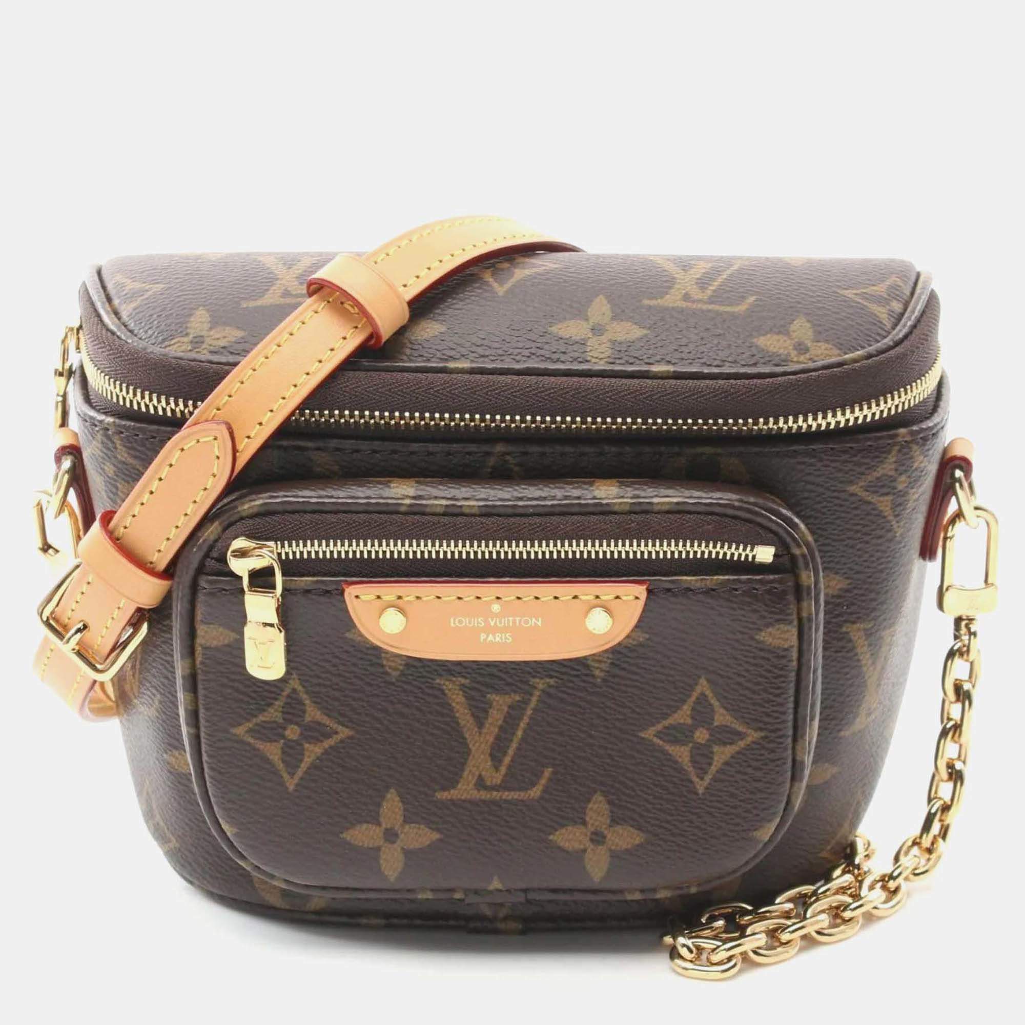 Louis Vuitton Mini Bum Bag Handbag Coated Canvas Leather Monogram Brown