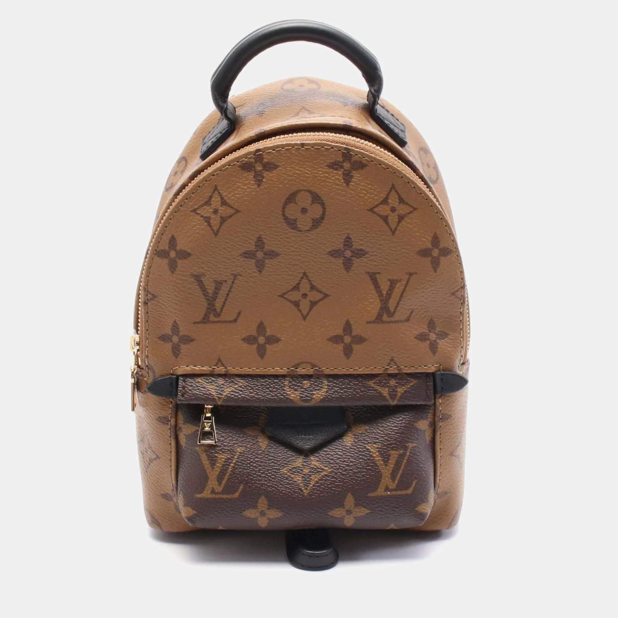 Louis Vuitton Palm Springs Backpack Mini Coated Canvas Leather Monogram Reverse Brown