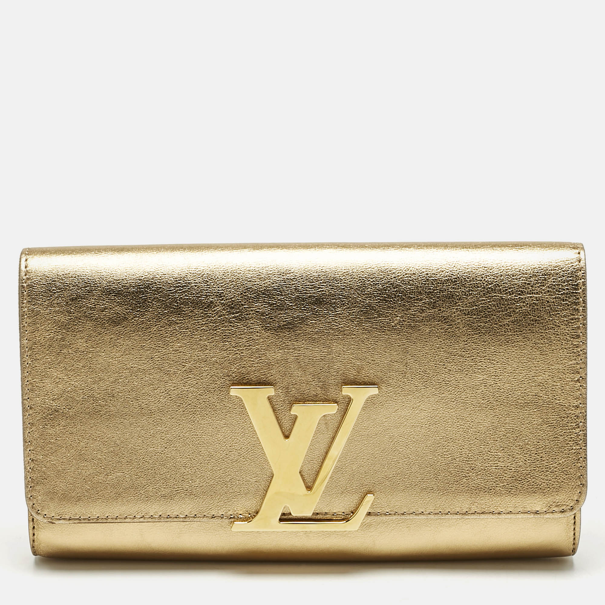 Louis Vuitton Gold Leather Louise Clutch