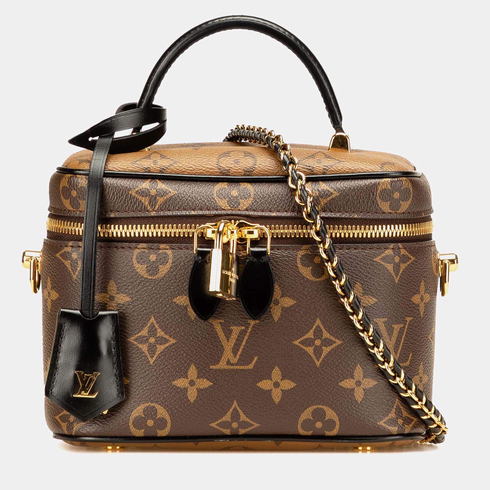 Louis Vuitton Black Brown Monogram Reverse Vanity PM