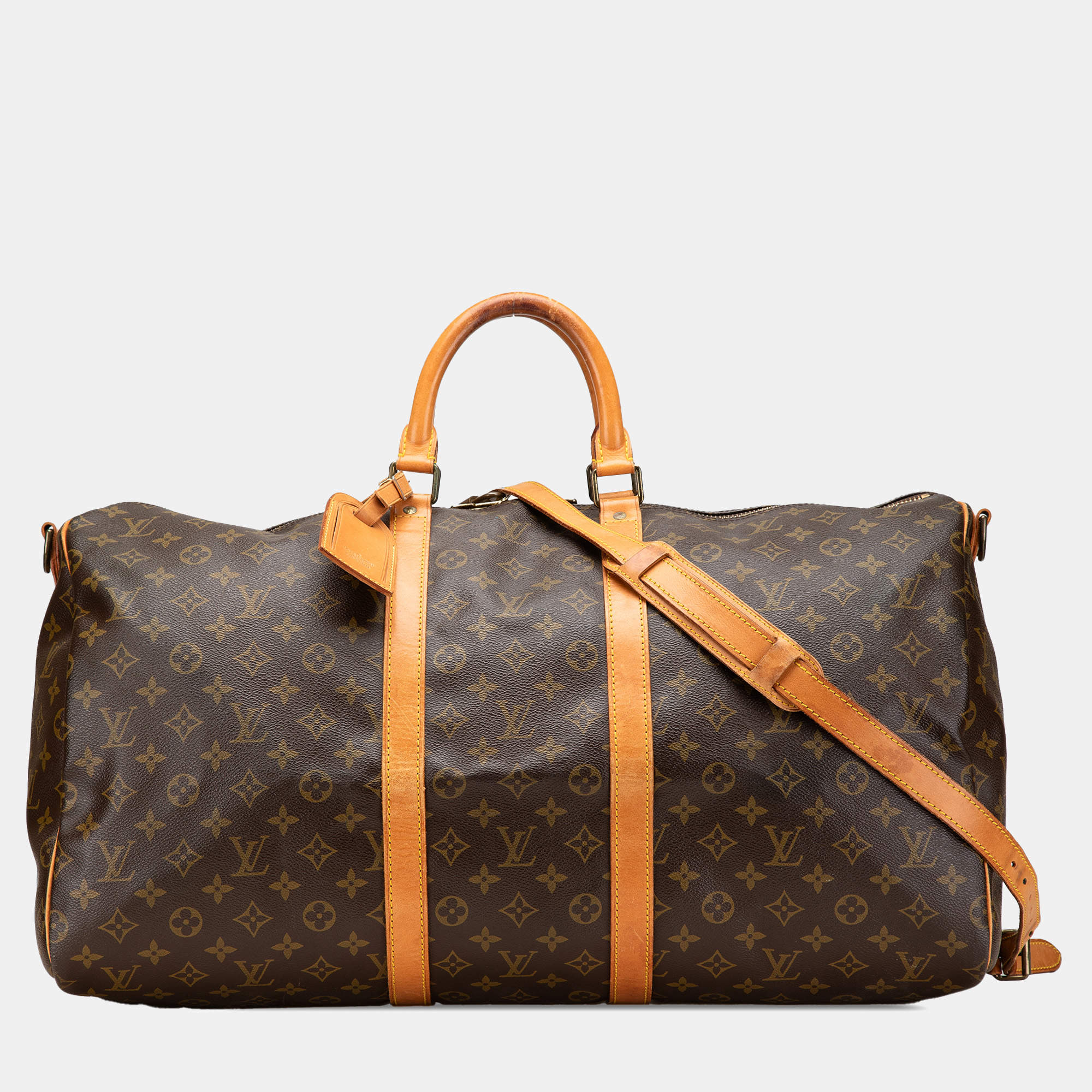 Louis Vuitton Brown Monogram Keepall Bandouliere 55