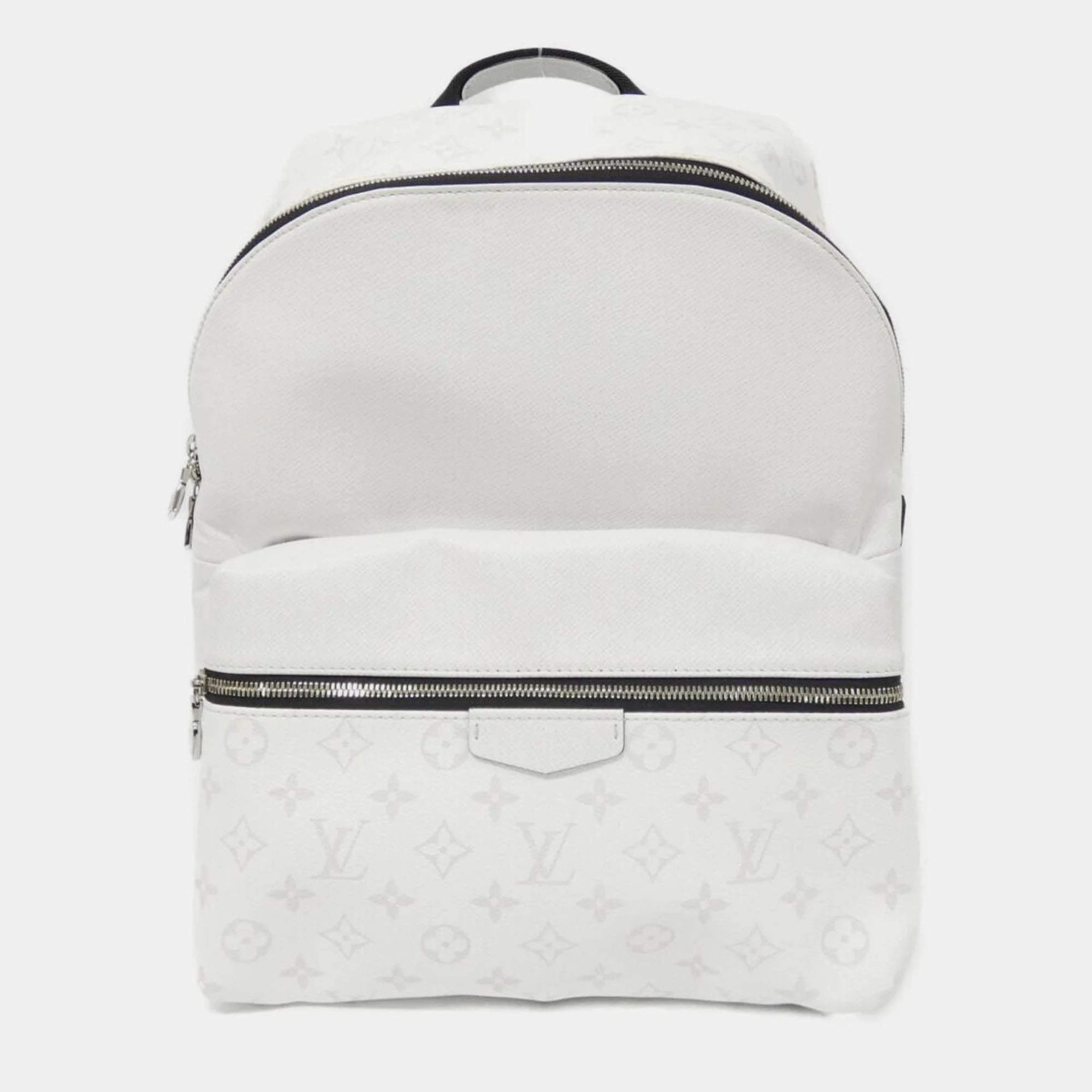 Louis Vuitton Discovery PM White Taiga Leather Backpack