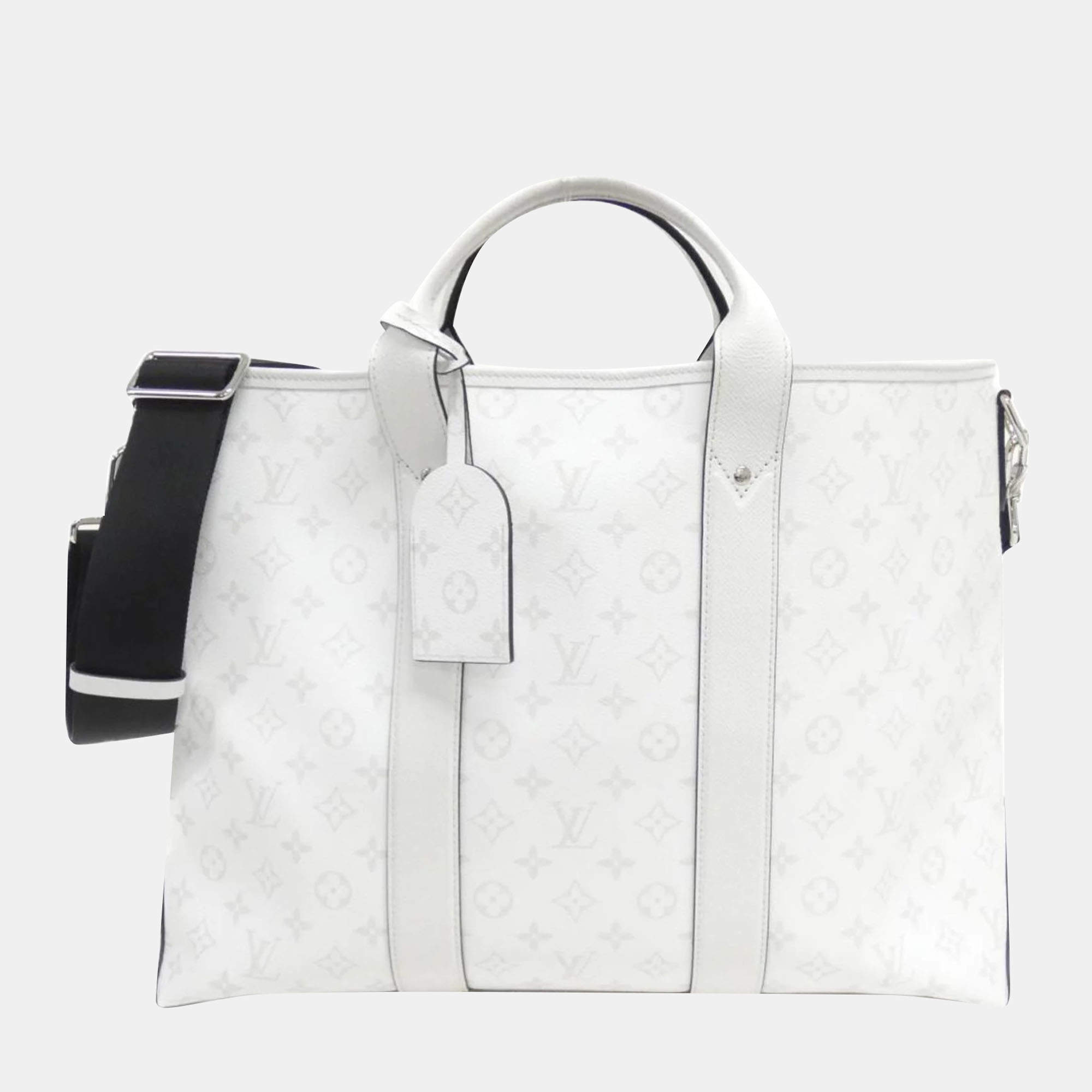 Louis Vuitton Weekend White Taiga Leather Tote Bag