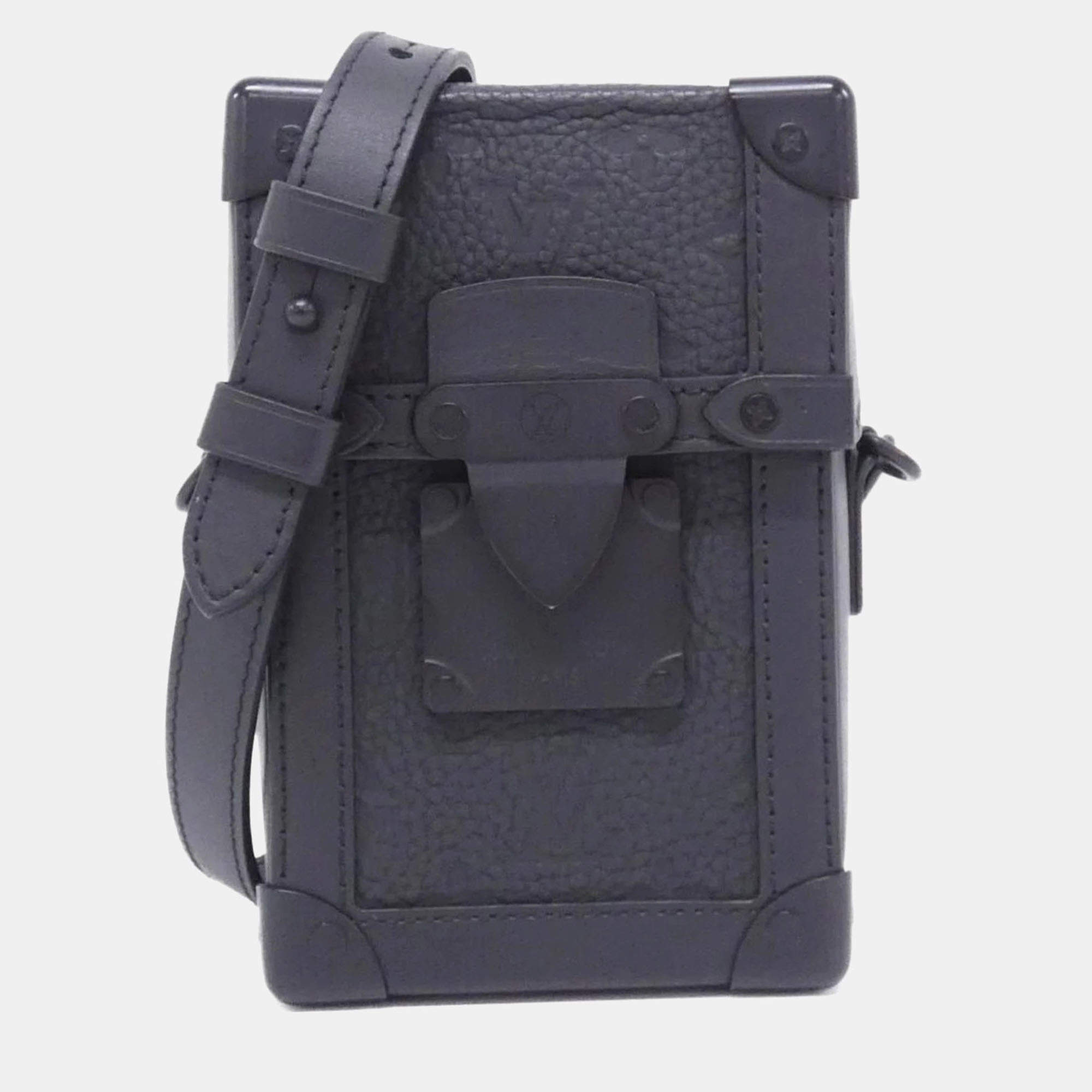 Louis Vuitton Vertical Trunk Black Taurillon Monogram Leather Shoulder Bag