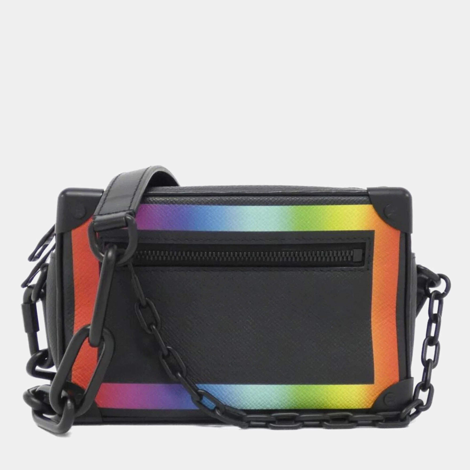 Pre Owned Louis Vuitton Soft Trunk Mini Rainbow Taiga Leather Shoulder Bag