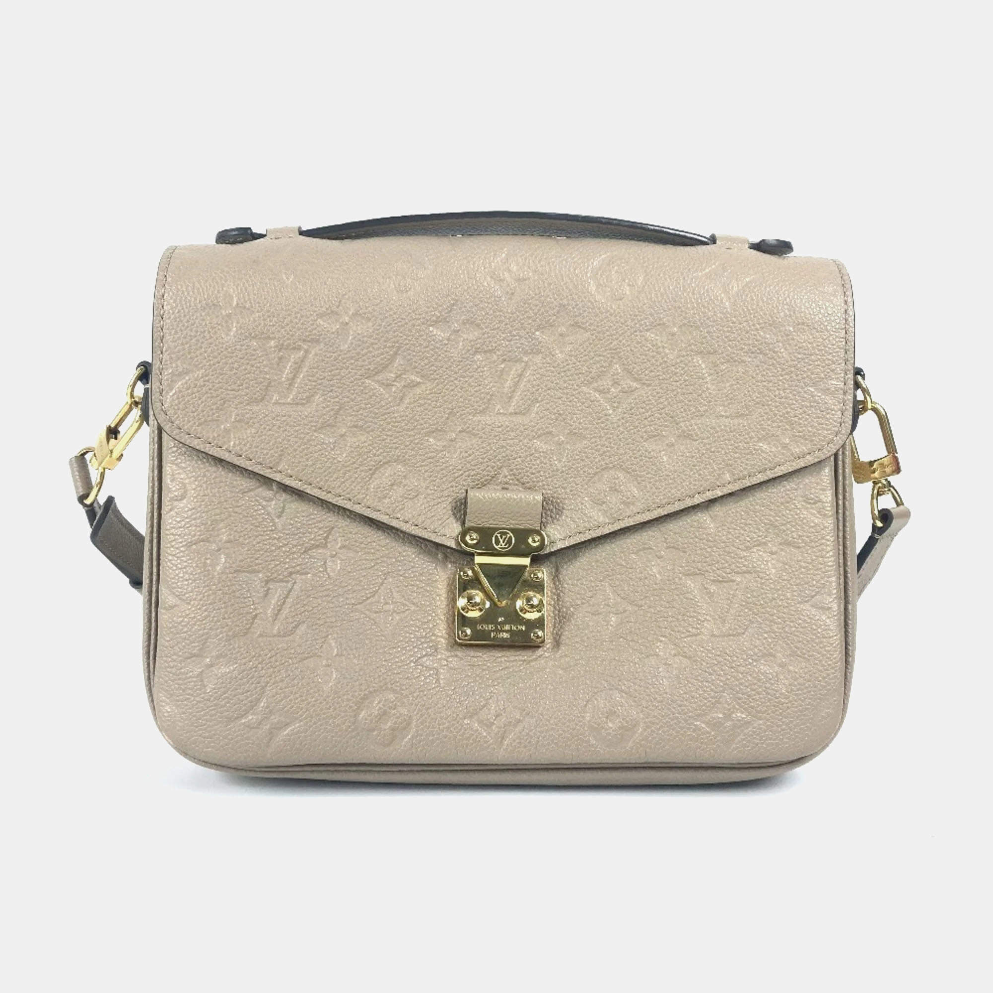 Pre Owned Louis Vuitton Pochette Metis Tourterelle Beige Monogram Empreinte Leather Shoulder Bag
