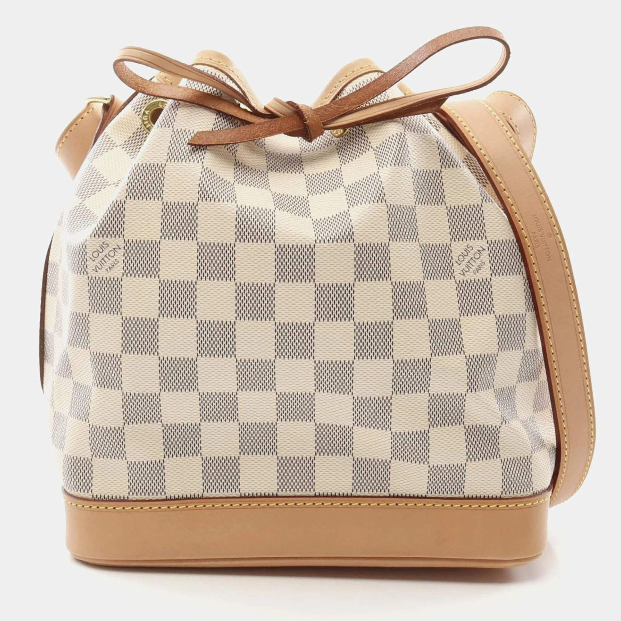 Louis Vuitton Noe BB Damier Azur White Coated Canvas Leather Shoulder Bag 
