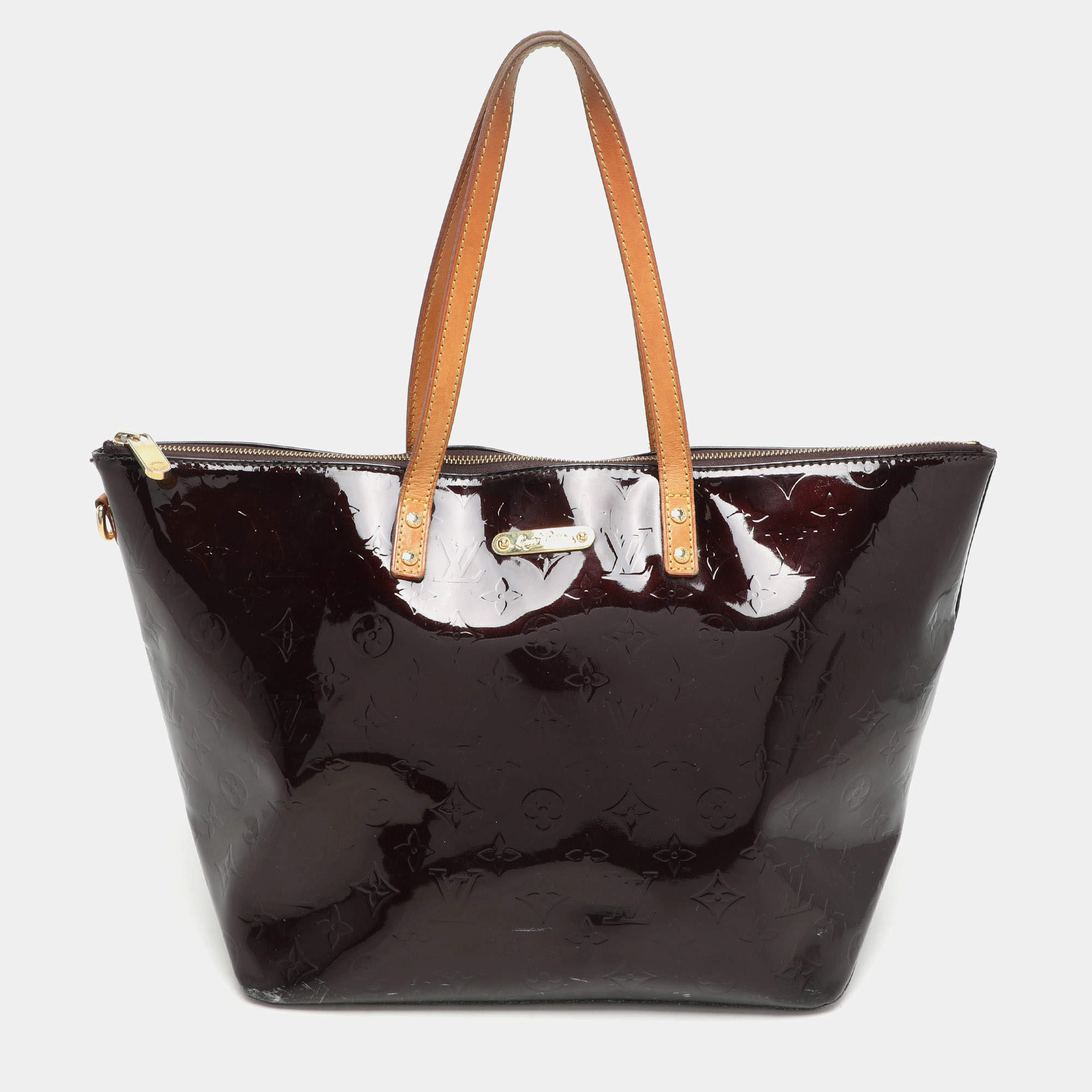 Pre Owned Louis Vuitton Amarante Monogram Vernis Bellevue GM Bag