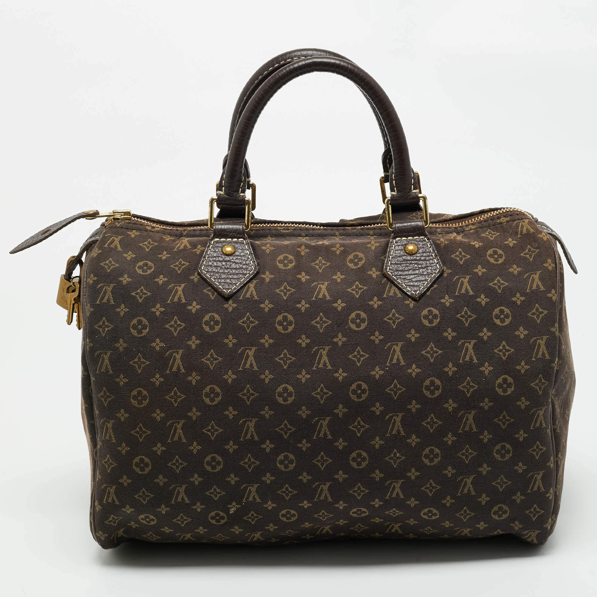 Louis Vuitton Fusain Monogram Mini Lin Canvas Speedy 30 Bag
