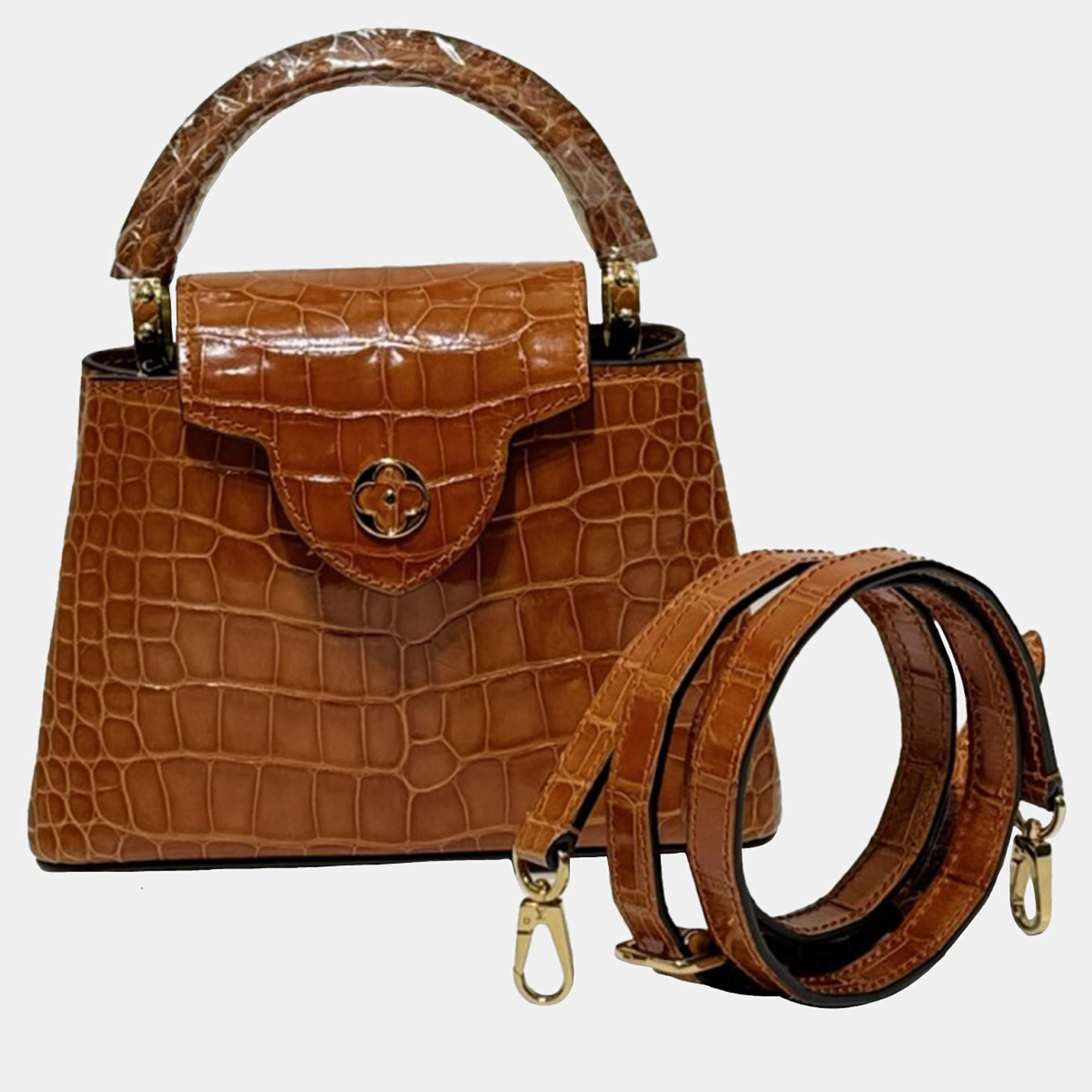 Pre Owned Louis Vuitton Capucines Mini Crocodile Top Handle Bag