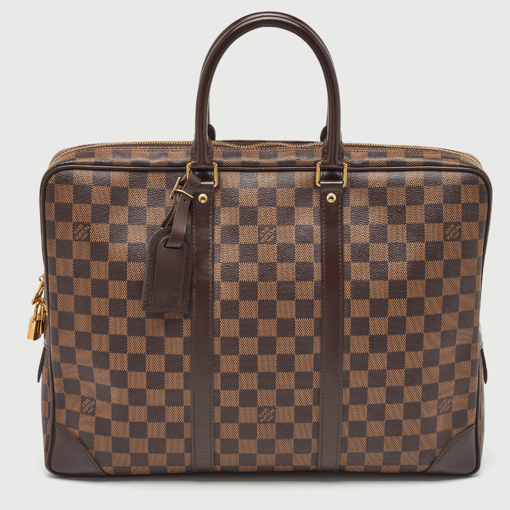 Pre Owned Louis Vuitton Damier Ebene Canvas Porte Documents Voyage GM Bag