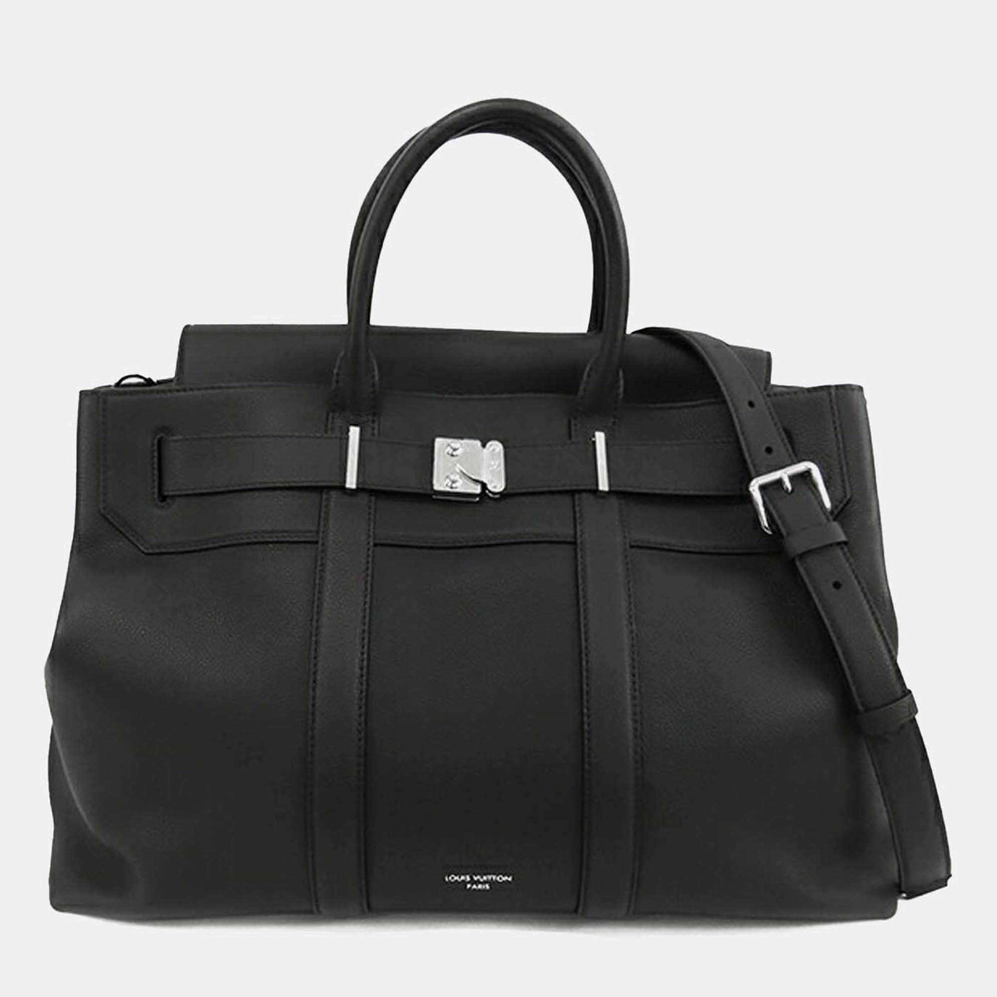 Louis Vuitton Black Cuir Millesime Georges Tote GM