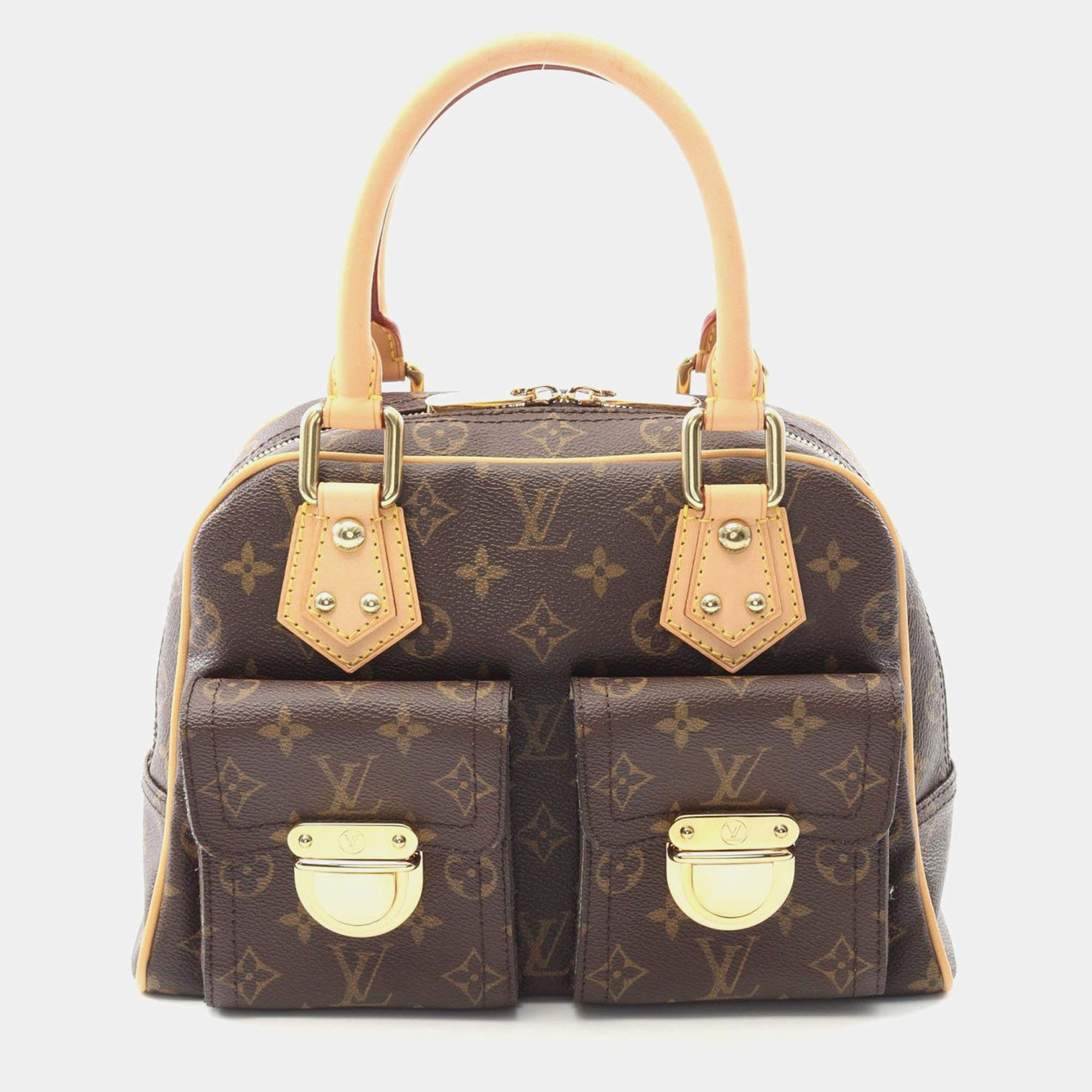 Louis Vuitton Manhattan Pm Handbag  Monogram Canvas Leather Brown