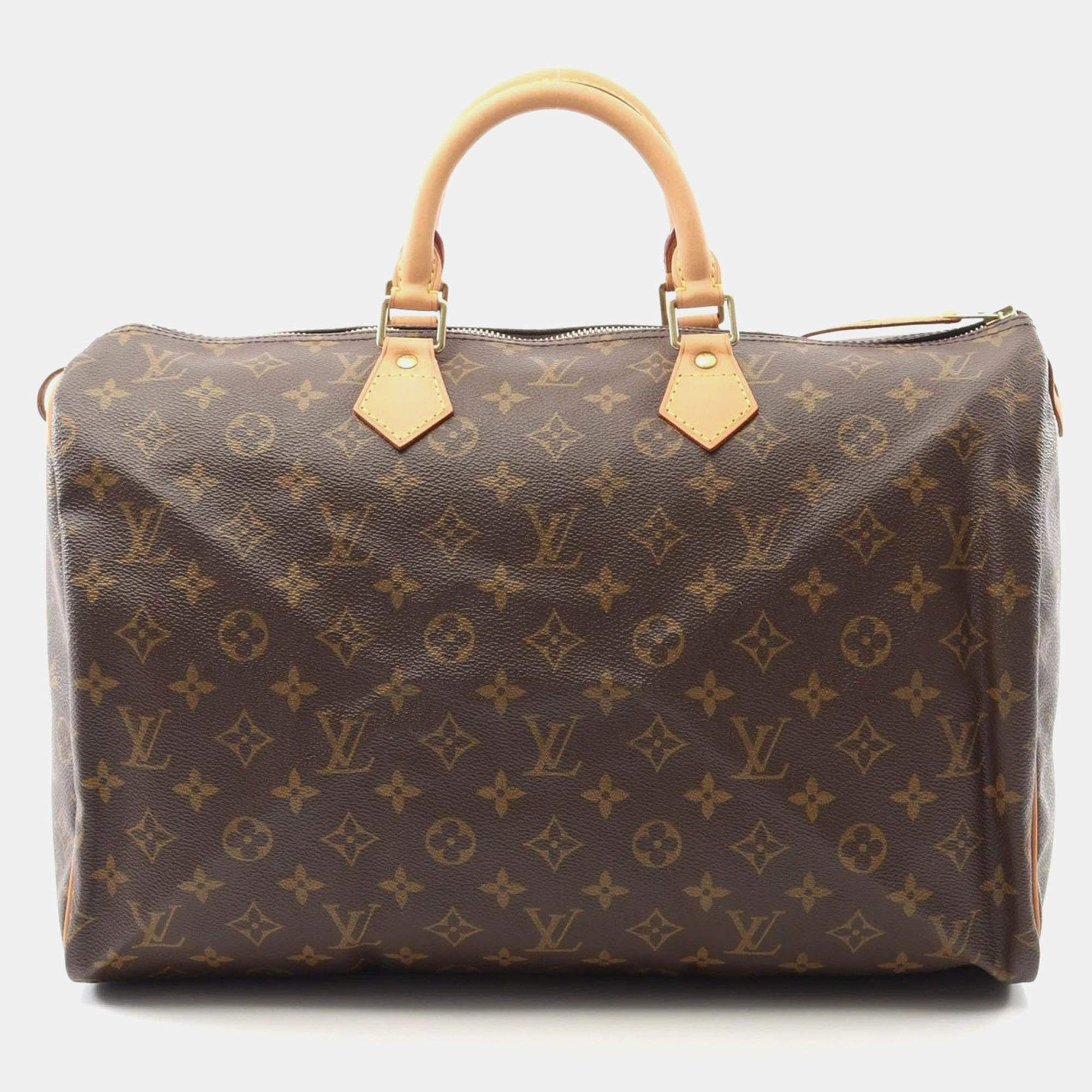 Pre Owned Louis Vuitton Speedy 35 Brown Monogram Canvas Shoulder Bag