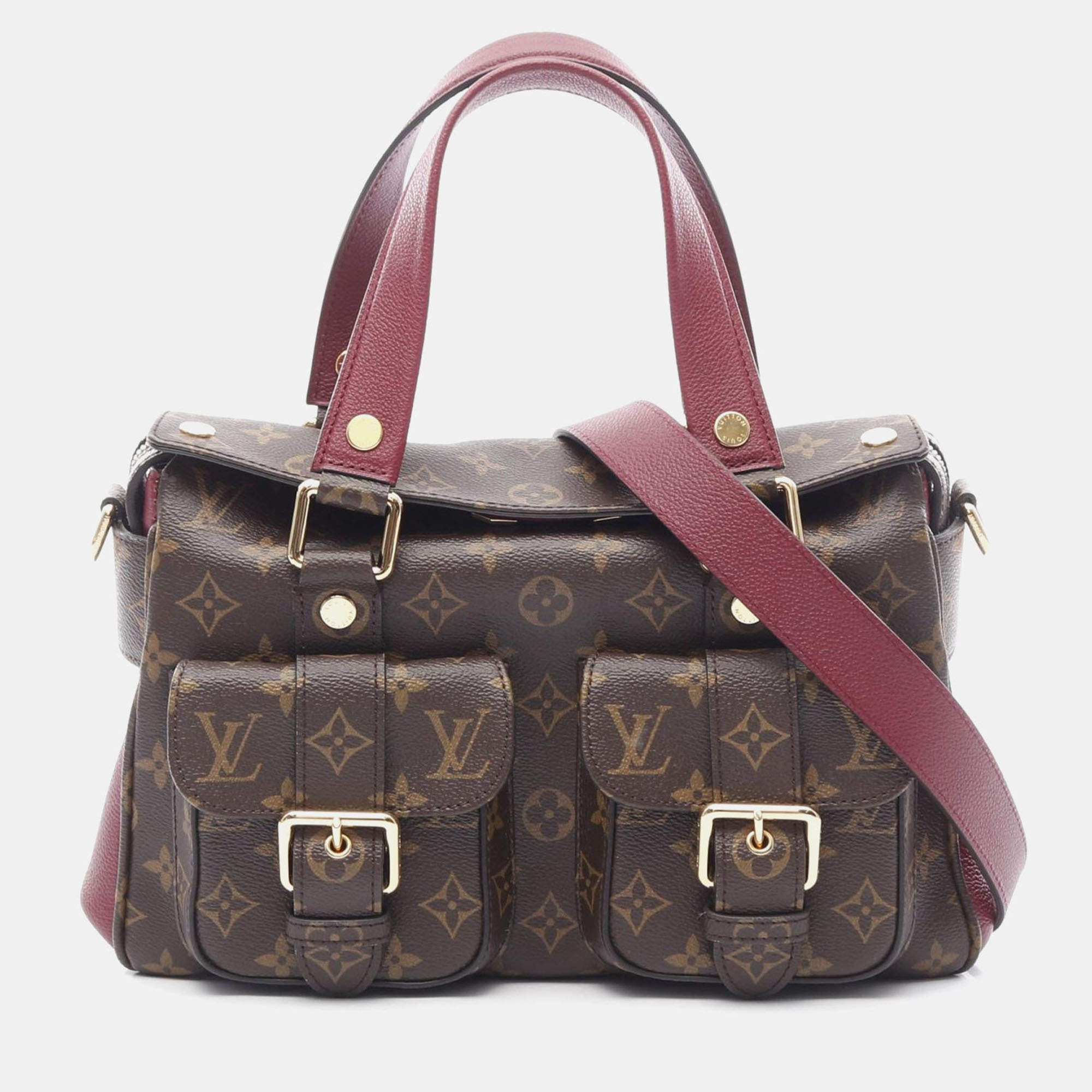 Pre Owned Louis Vuitton Manhattan Bordeaux Monogram Canvas Shoulder Bag