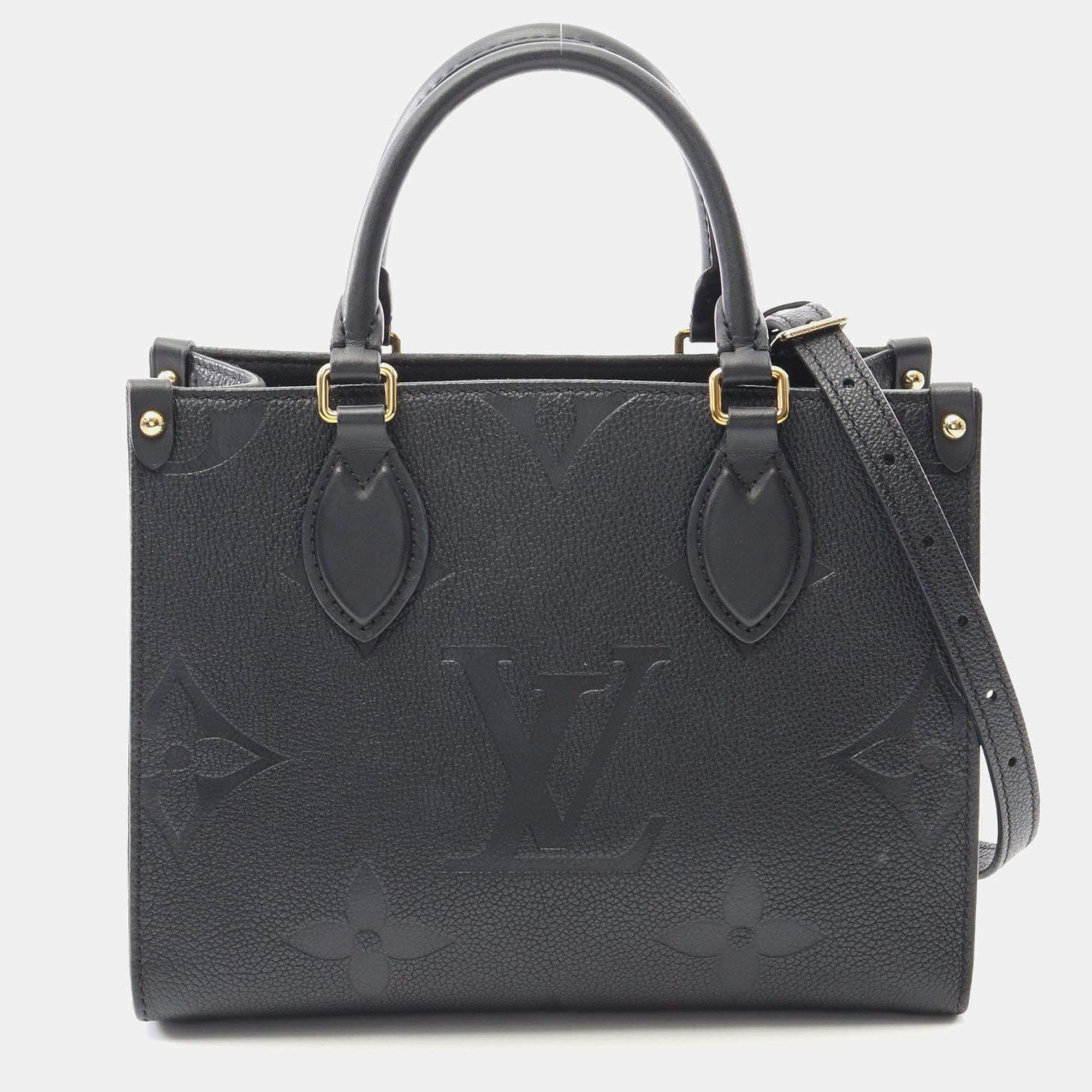 Pre Owned Louis Vuitton OnTheGo PM Black Monogram Empreinte Leather Tote Bag