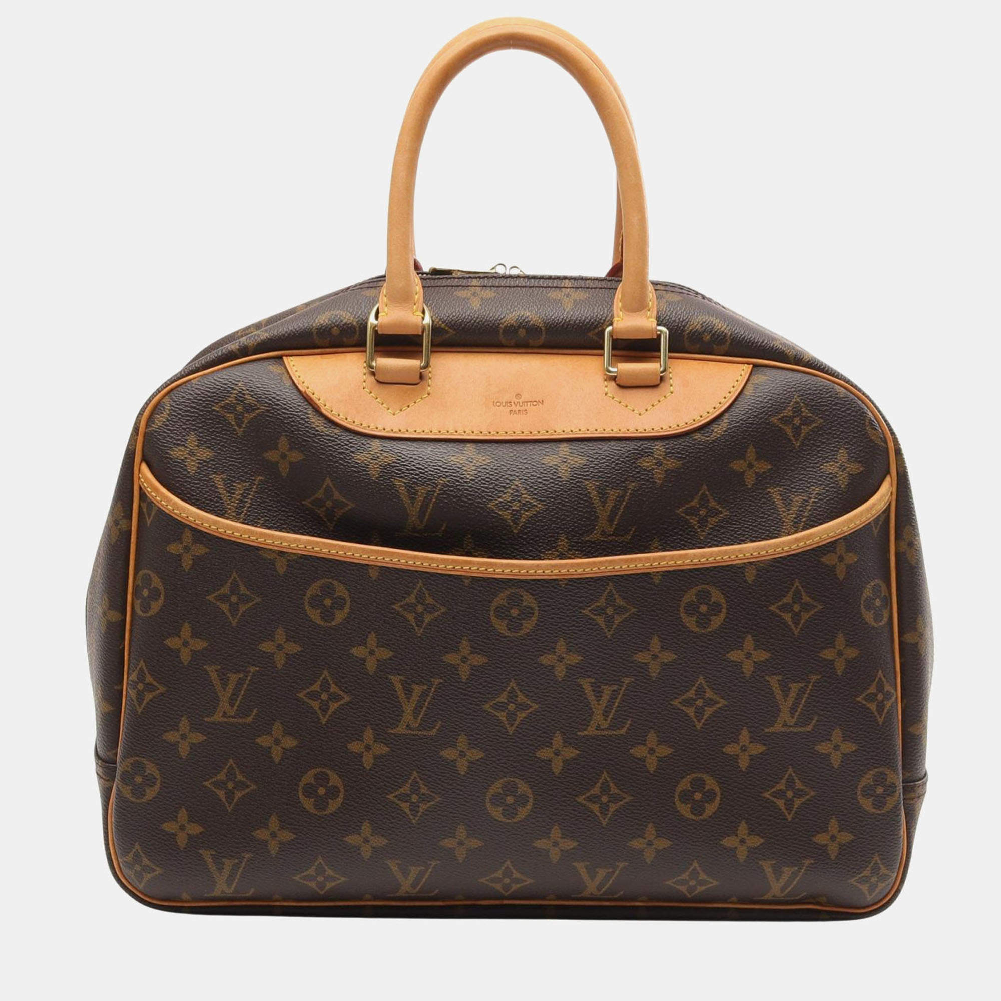 Pre Owned Louis Vuitton Deauville Brown Monogram Canvas Top Handle Bag