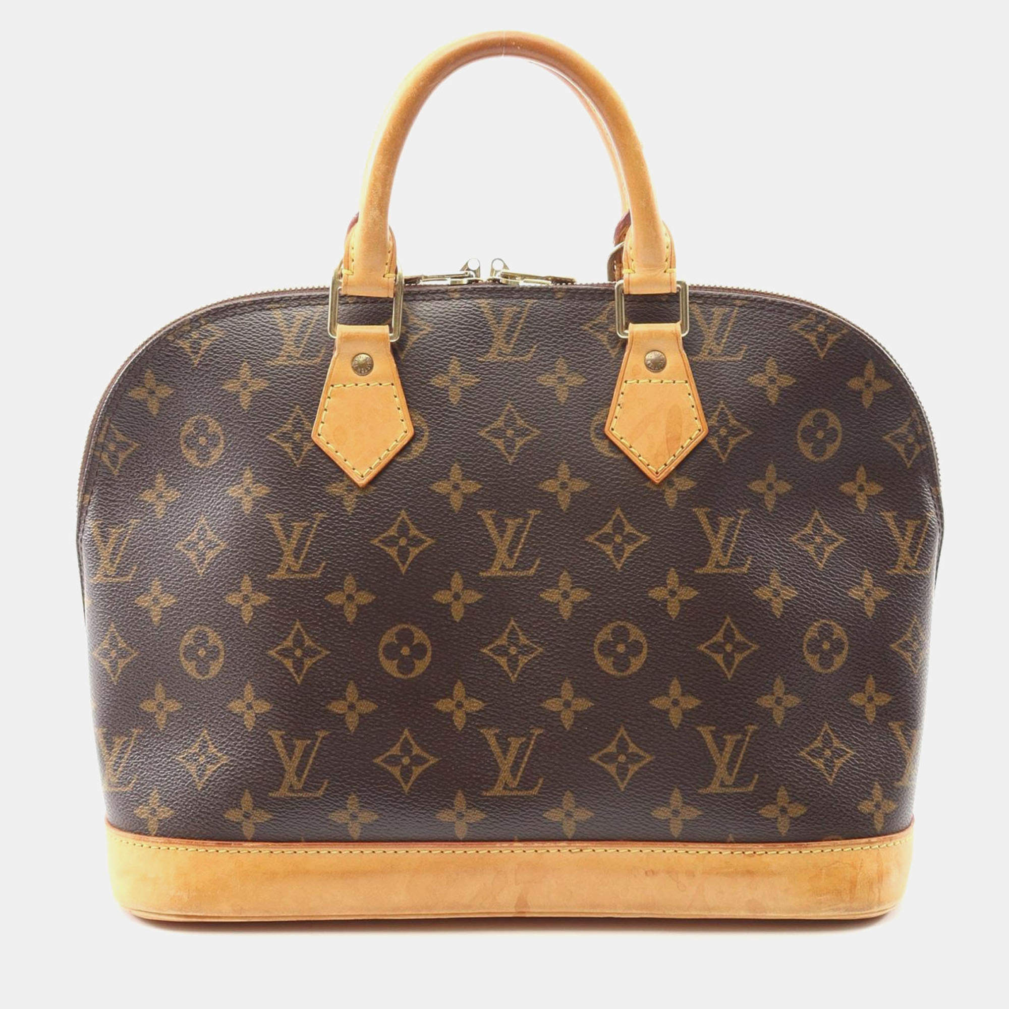 Pre Owned Louis Vuitton Alma Hand Zipped Bag  Monogram Canvas Brown