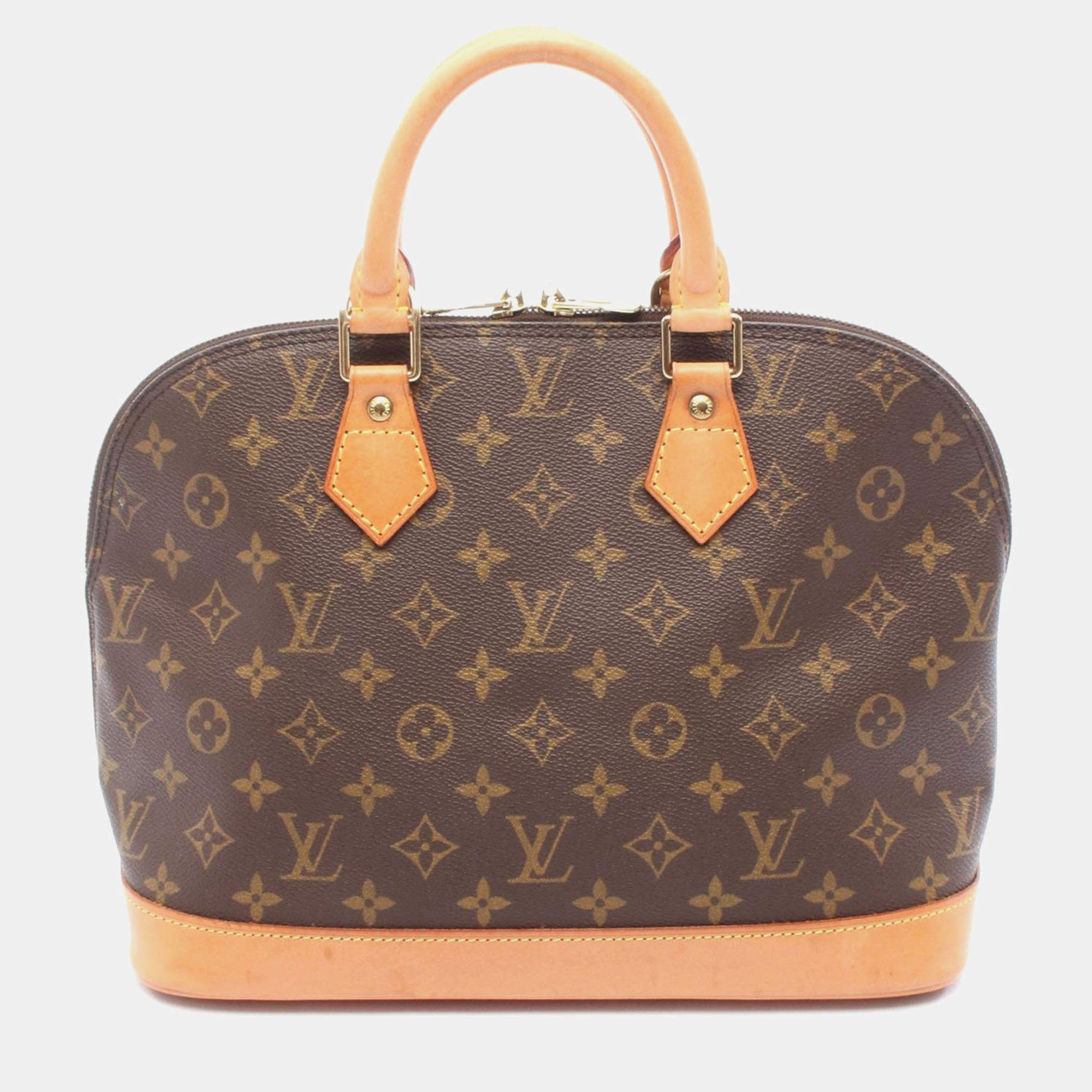 Pre Owned Louis Vuitton Alma Pm Handbag  Monogram Canvas Leather Brown