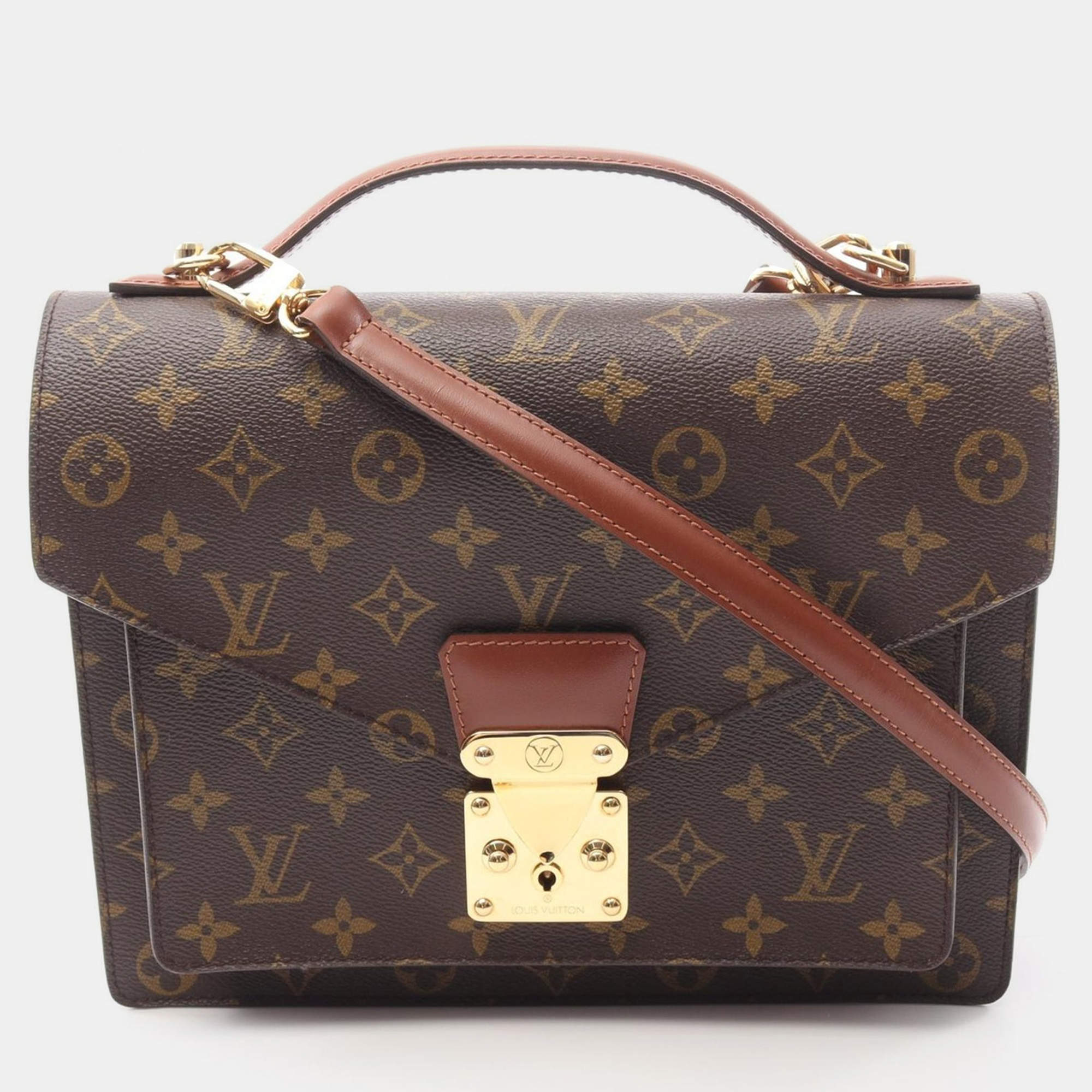 Pre Owned Louis Vuitton Monceau Brown Monogram Canvas Shoulder Bag