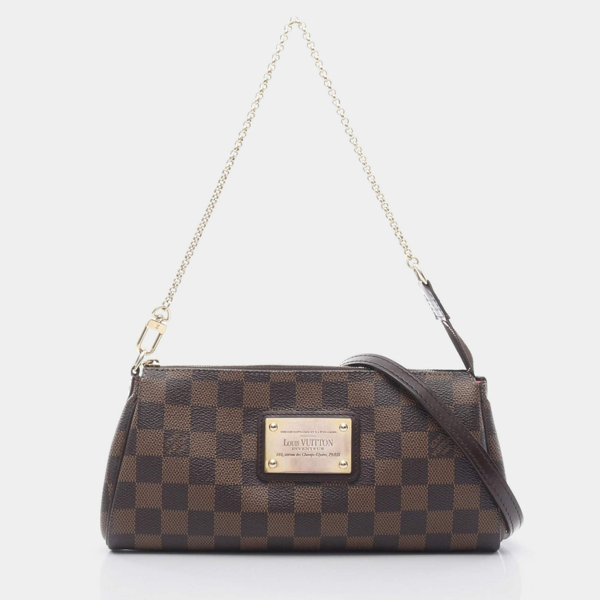 Pre Owned Louis Vuitton Eva Damier Ebene Chain Shoulder Bag 