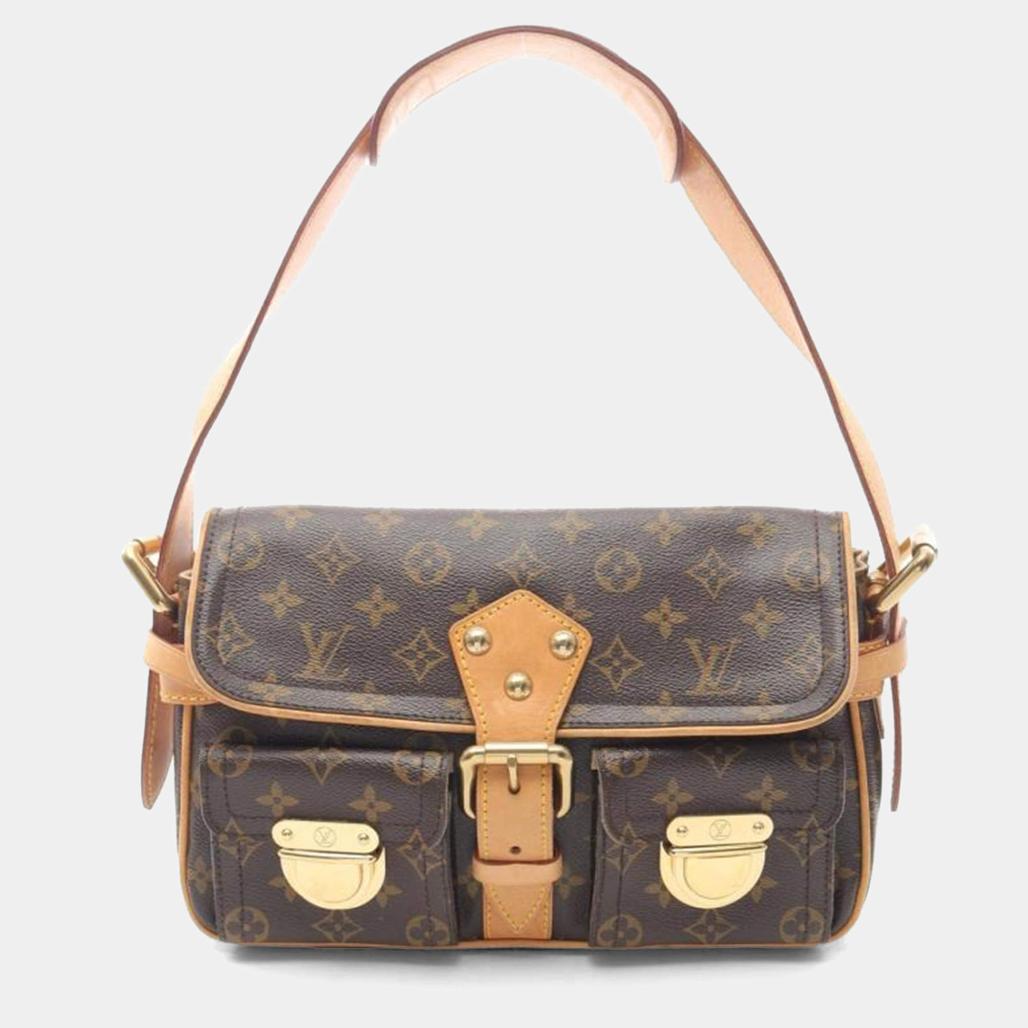 Pre Owned Louis Vuitton Hudson PM Brown Monogram Canvas Shoulder Bag