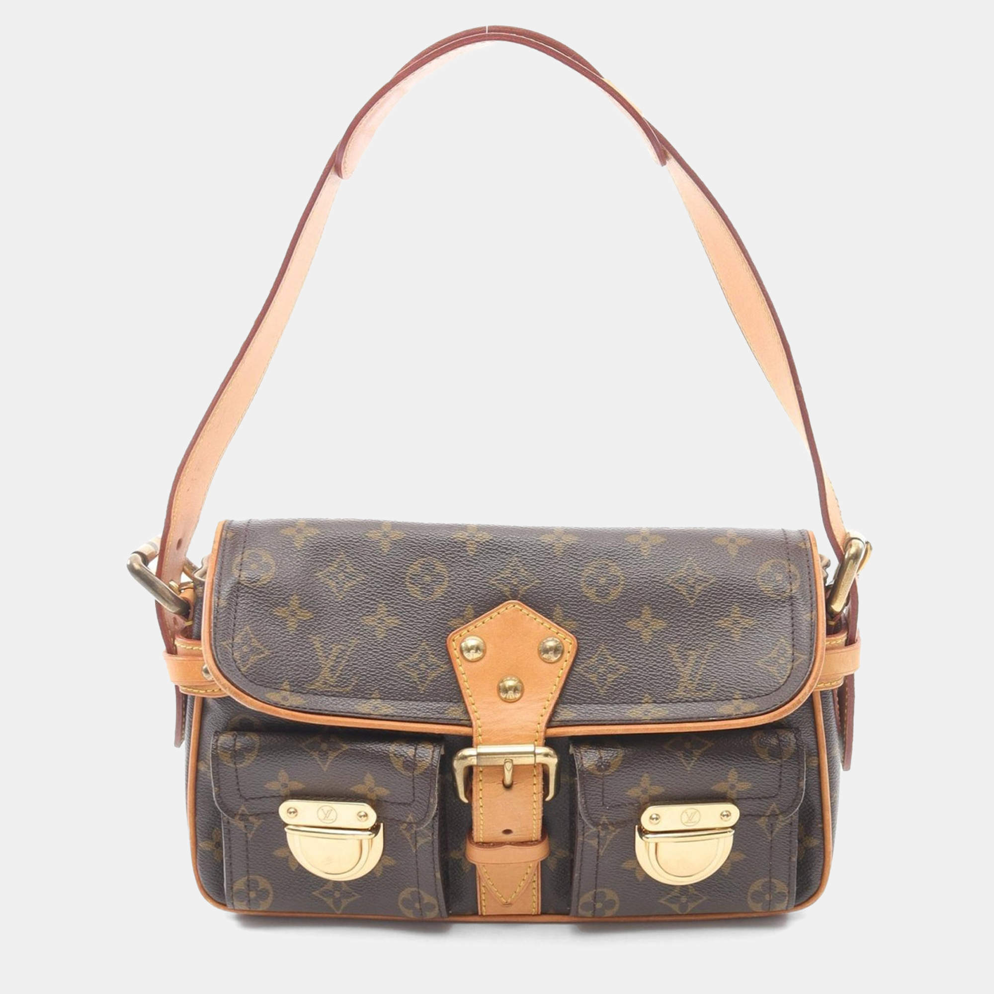 Pre Owned Louis Vuitton Hudson PM Brown Monogram Canvas Shoulder Bag